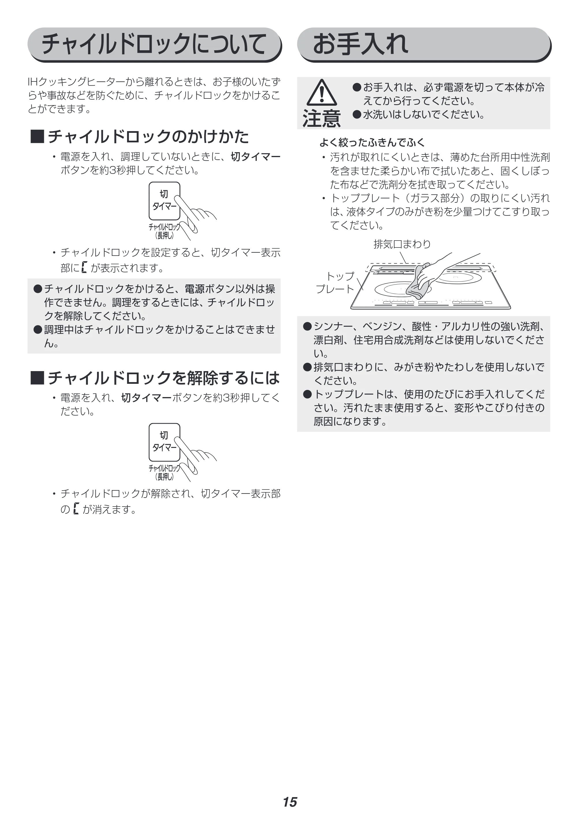 アイリスオーヤマ PIH-D4522 取扱説明書 — 原本ページ — 15ページ