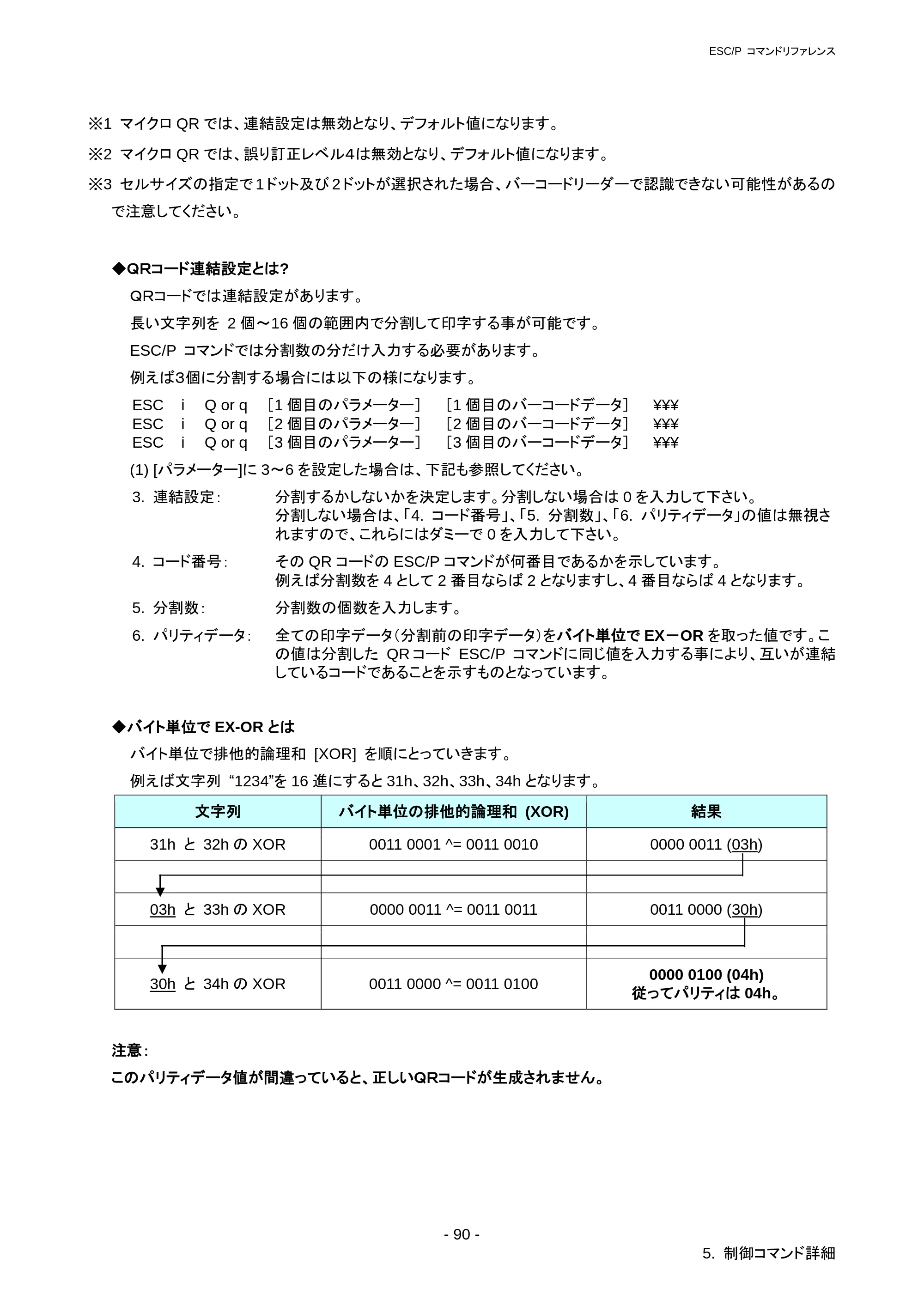 ブラザー RJ-3050 / RJ-3050Ai / RJ-3150 ESC/Pコマンドリファレンス — ESC i D 二次元バーコード・DataMatrix 制御 — 原本ページ — 96ページ