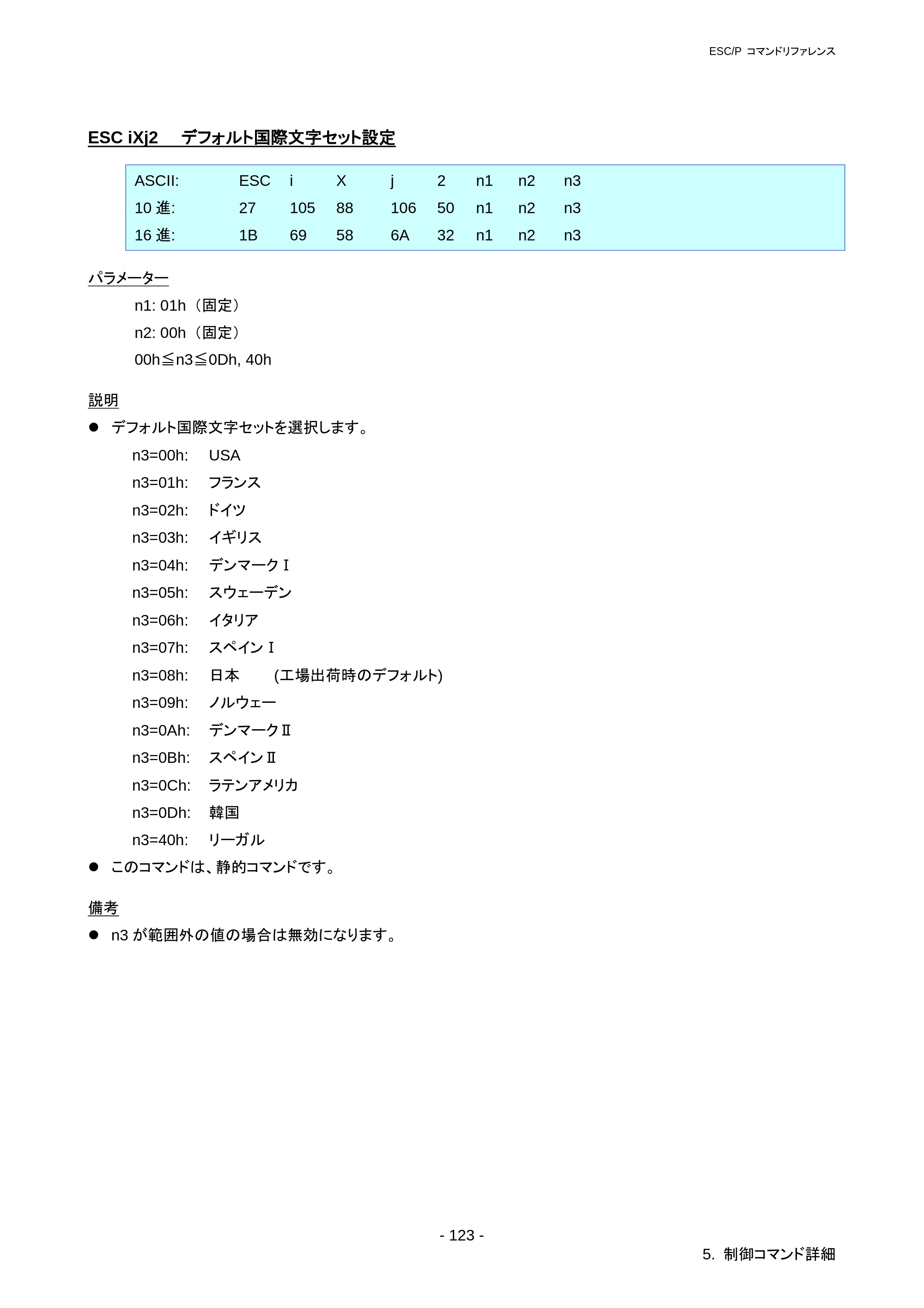 ブラザー RJ-3050 / RJ-3050Ai / RJ-3150 ESC/Pコマンドリファレンス — ESC iX-2 ラインプリント有効・無効設定 — 原本ページ — 129ページ