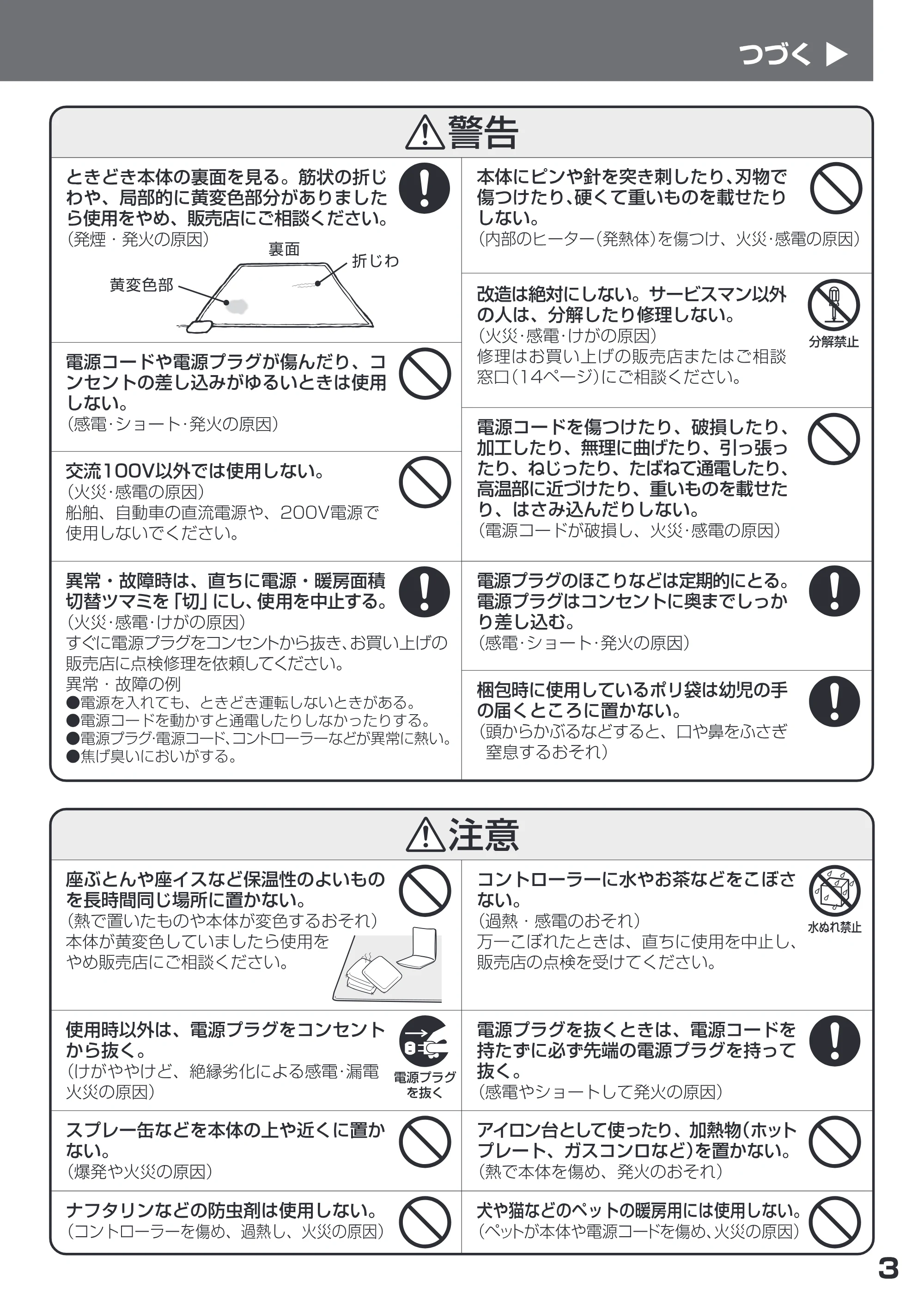 日立 HLU-3008Y / HLU-2008Y 取扱説明書 — つづくP — 原本ページ — 3ページ