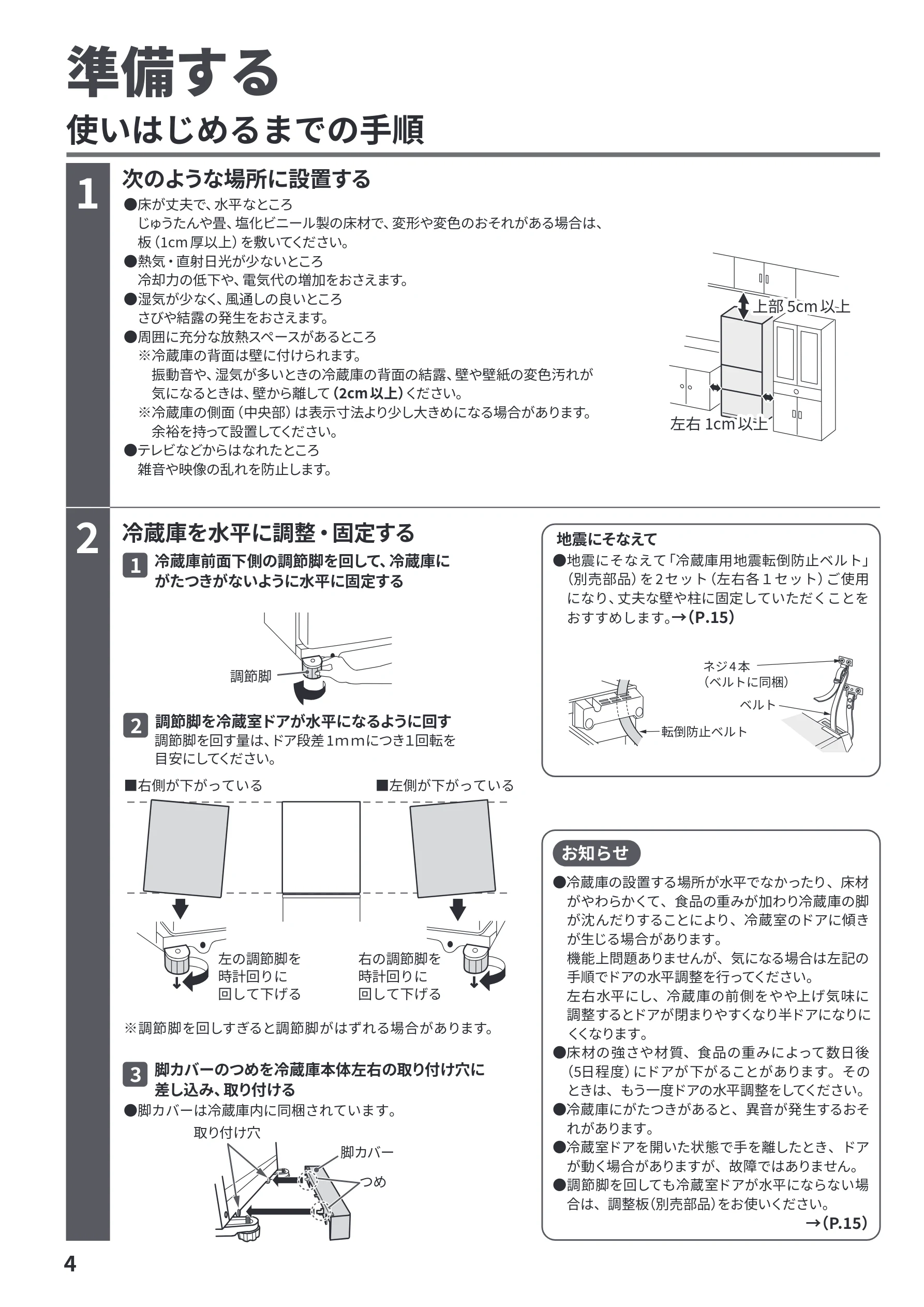 日立 R-27Y 取扱説明書 — 準備する — 図版 4-1 — 4ページ