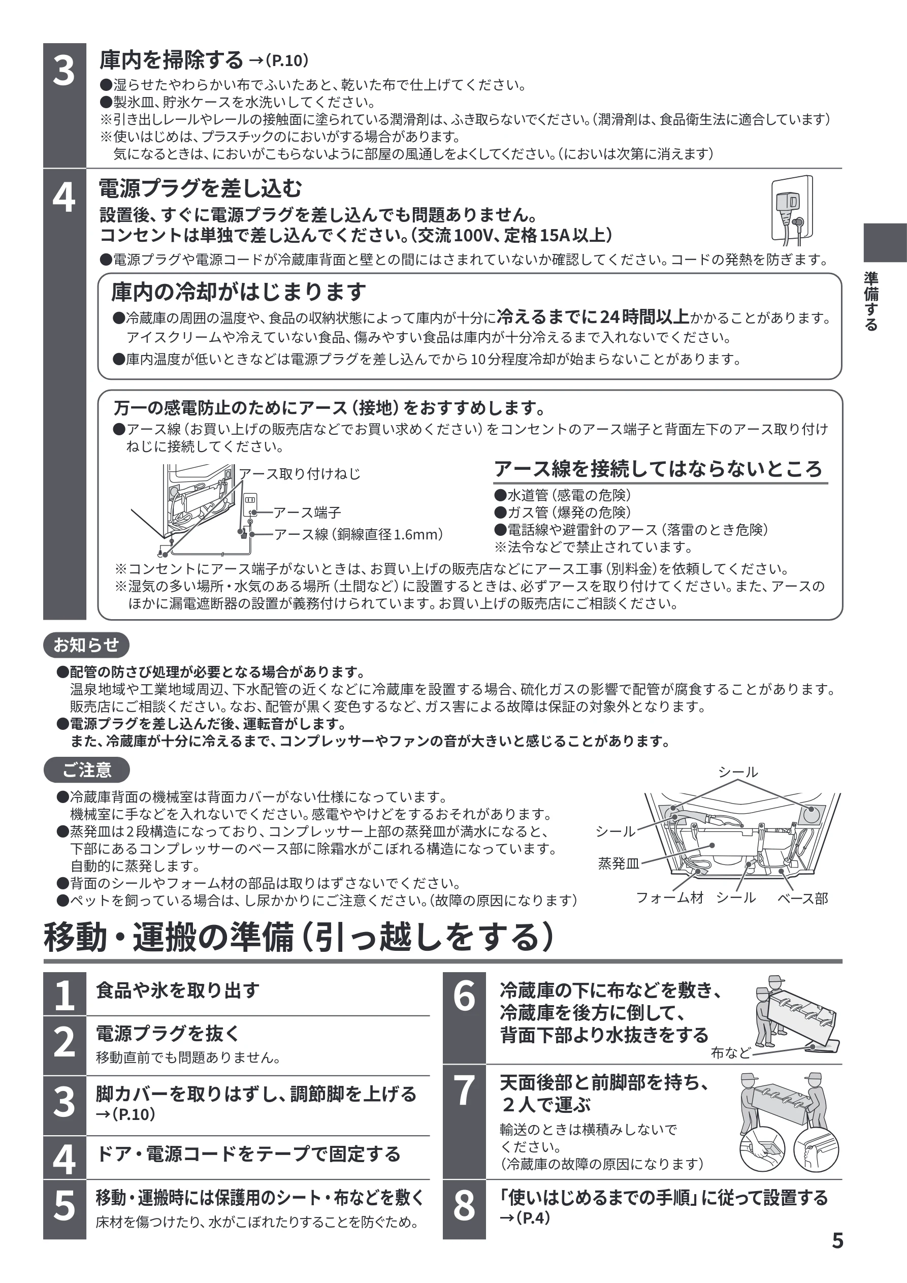 日立 R-27Y 取扱説明書 — 庫内を掃除する →(P.䏅䏄) — 図版 5-1 — 5ページ
