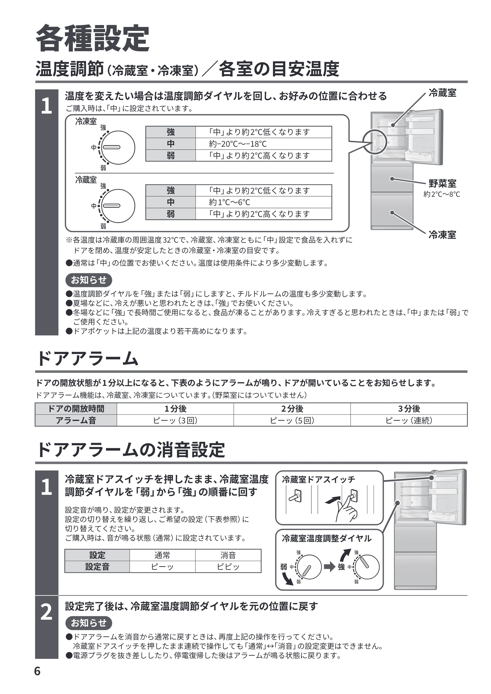 日立 R-27Y 取扱説明書 — 各種設定 — 原本ページ — 6ページ