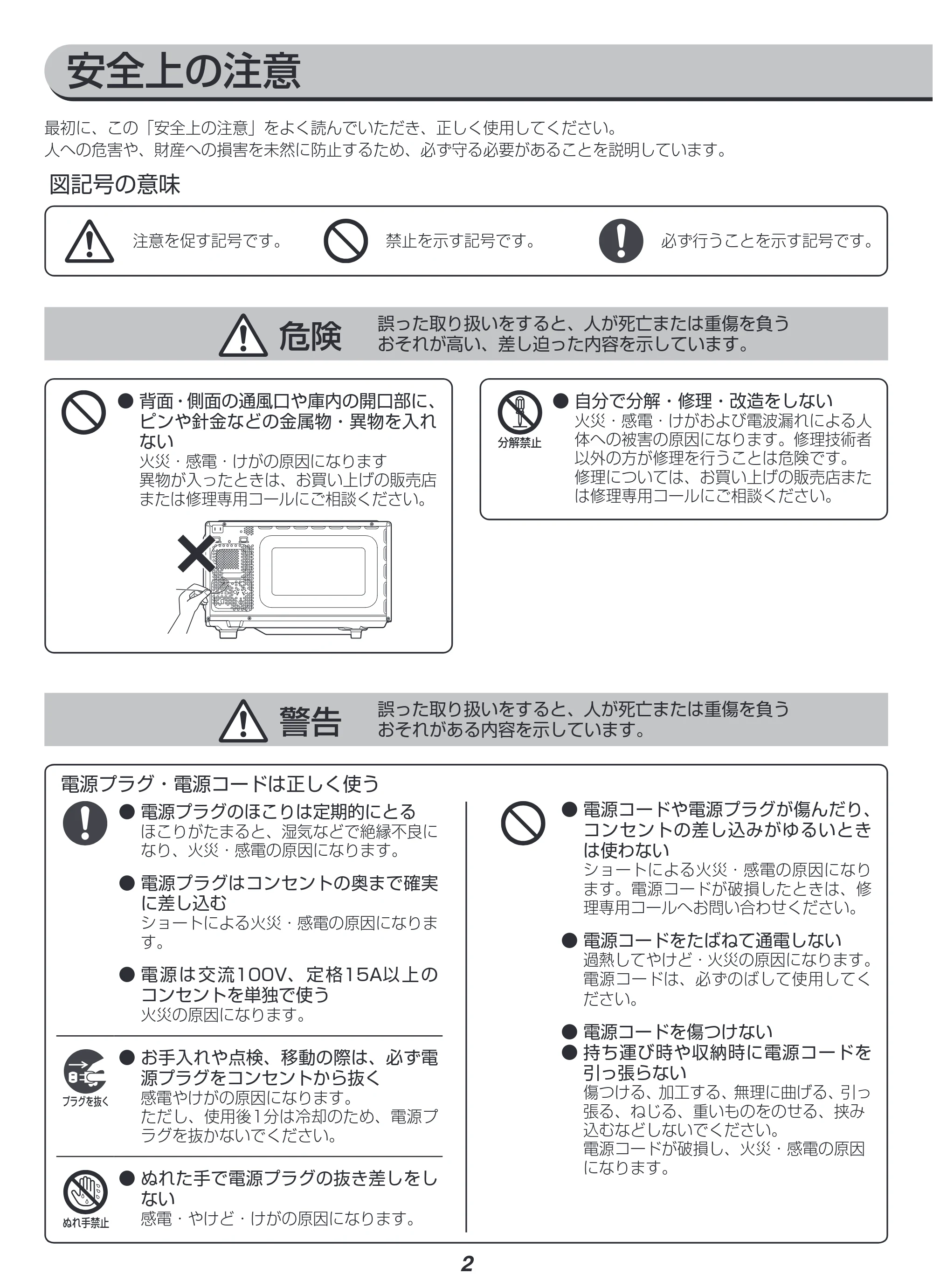 アイリスオーヤマ IMB-FM1805 取扱説明書 — 原本ページ — 2ページ