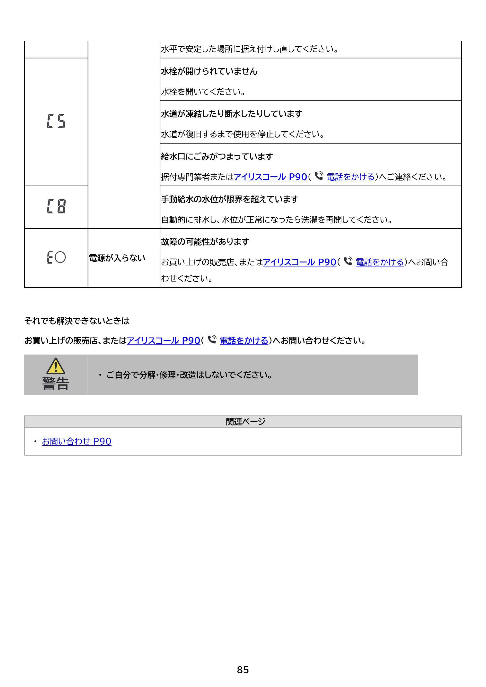 アイリスオーヤマ TCW-100A02 取扱説明書 — 原本ページ — 85ページ