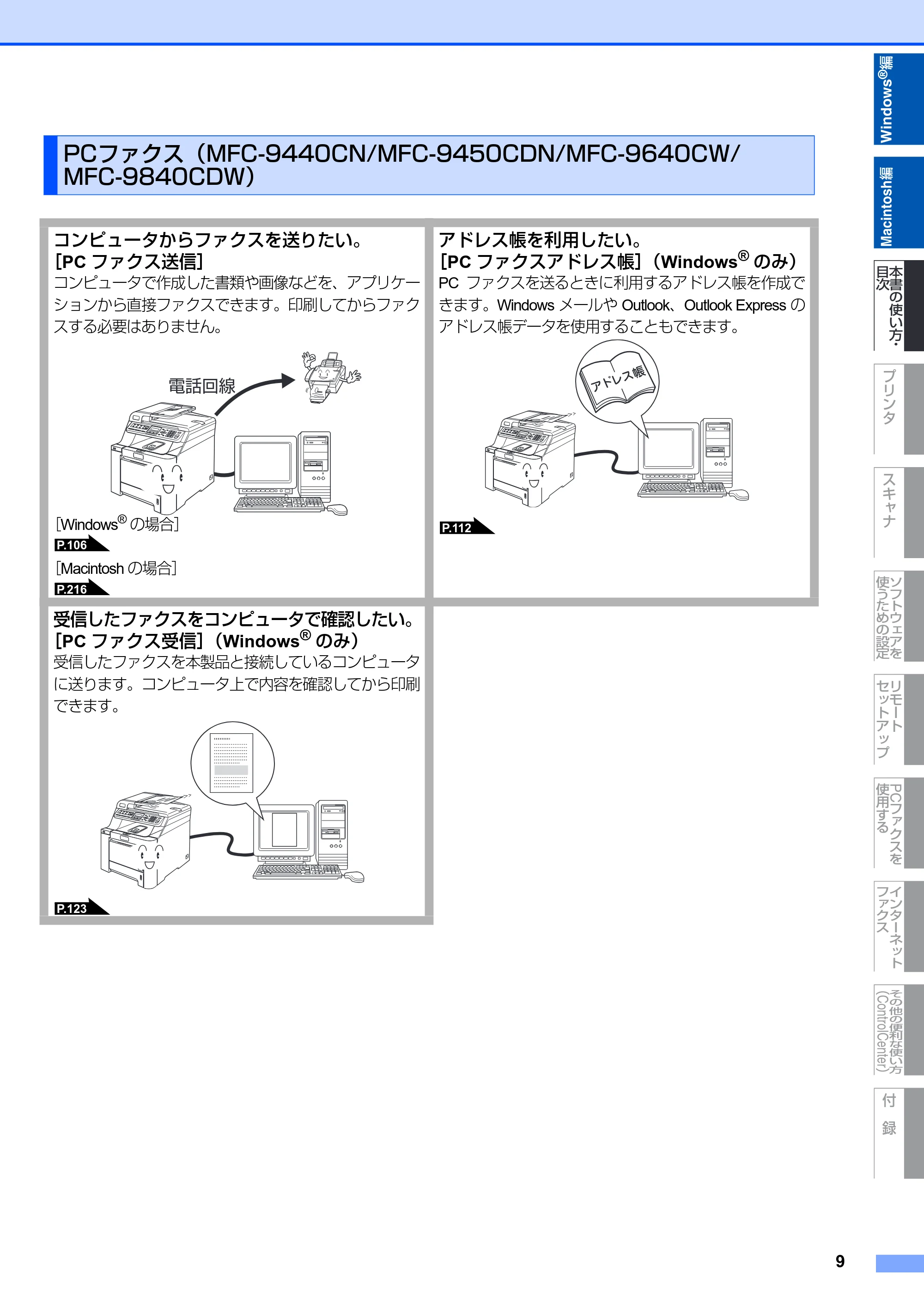 ブラザー DCP-9040CN / MFC-9440CN / MFC-9450CDN ユーザーズガイド ～パソコン活用編～ — PCファクス（MFC-9440CN/MFC-9450CDN/MFC-9640CW/MFC-9840CDW） — 原本ページ — 10ページ
