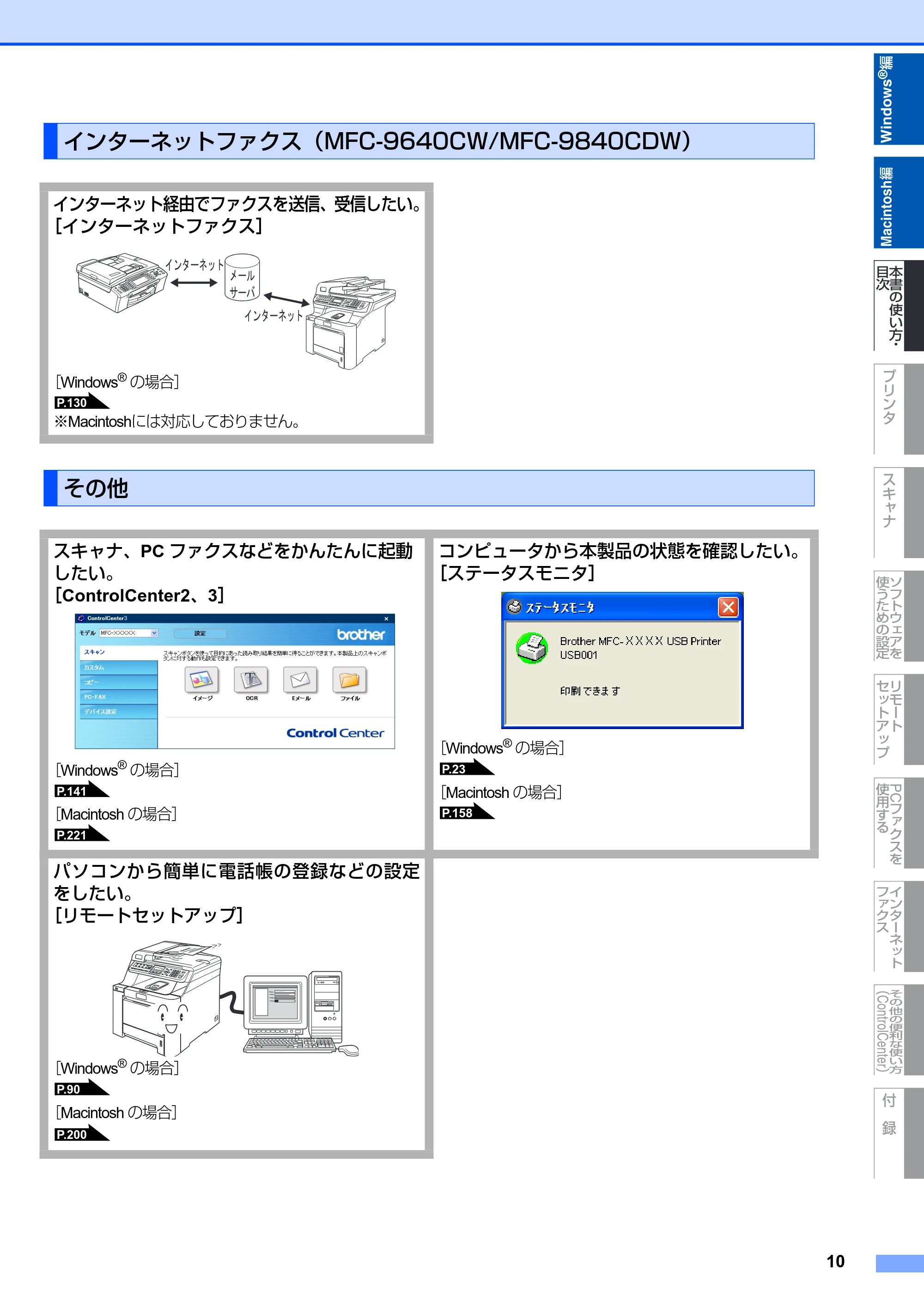 ブラザー DCP-9040CN / MFC-9440CN / MFC-9450CDN ユーザーズガイド ～パソコン活用編～ — インターネットファクス（MFC-9640CW/MFC-9840CDW） — 原本ページ — 11ページ
