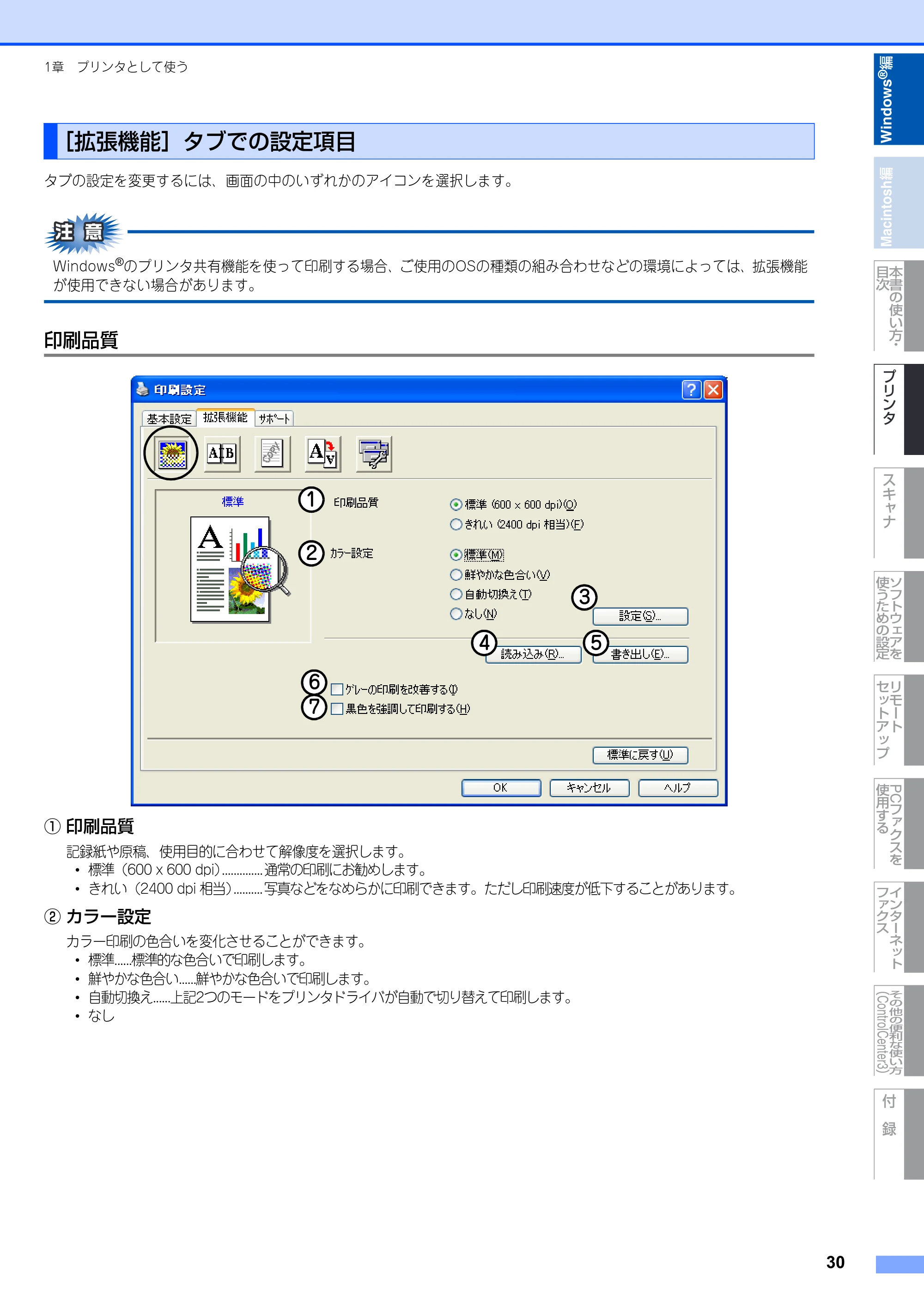 ブラザー DCP-9040CN / MFC-9440CN / MFC-9450CDN ユーザーズガイド ～パソコン活用編～ — ［拡張機能］タブでの設定項目 — 原本ページ — 31ページ