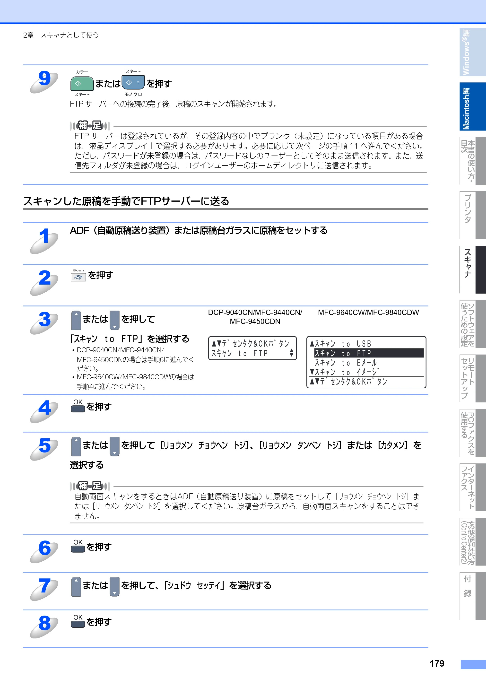 ブラザー DCP-9040CN / MFC-9440CN / MFC-9450CDN ユーザーズガイド ～パソコン活用編～ — 原本ページ — 180ページ