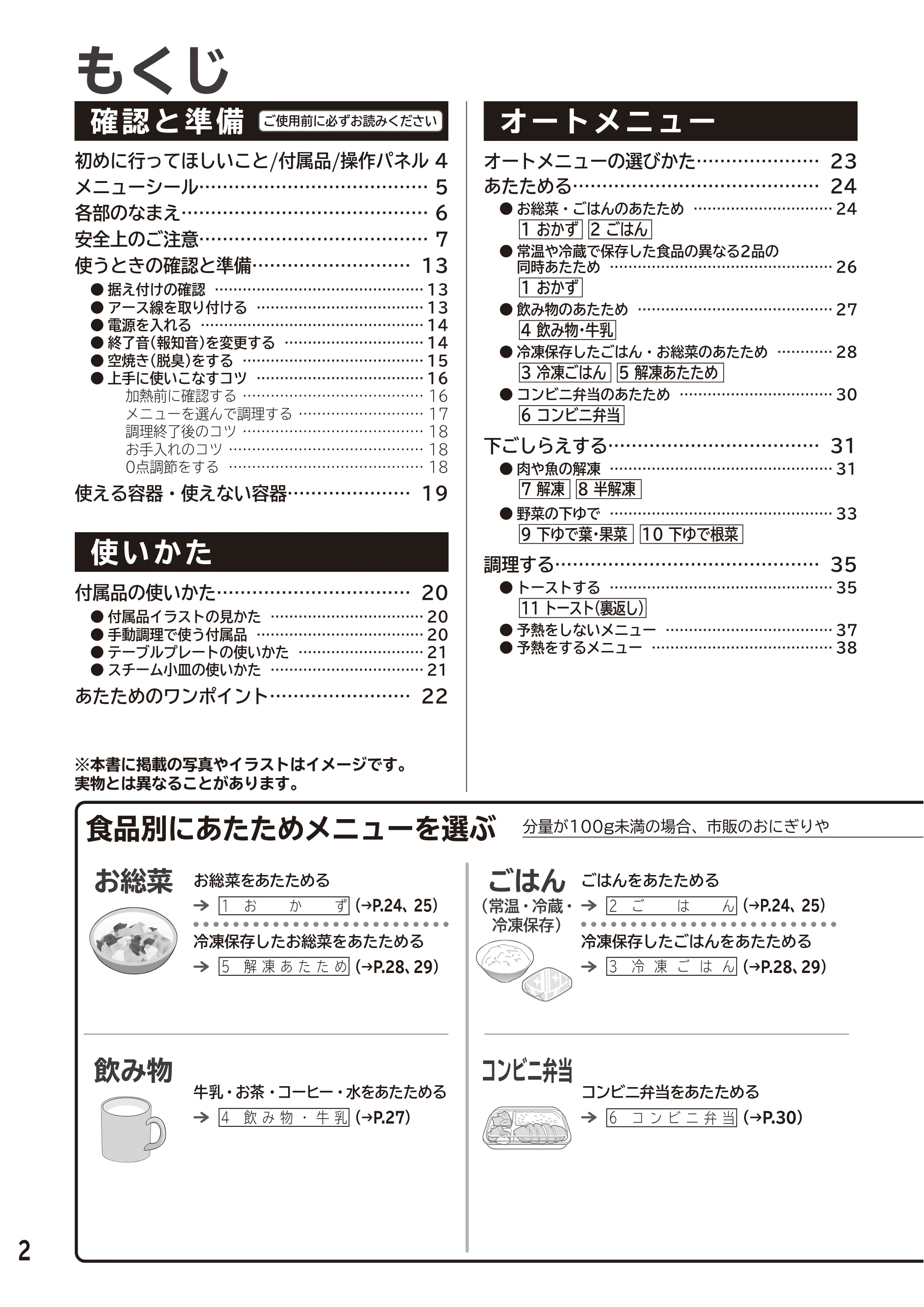 日立 MRO-S7D 取扱説明書 — もくじ — 原本ページ — 2ページ