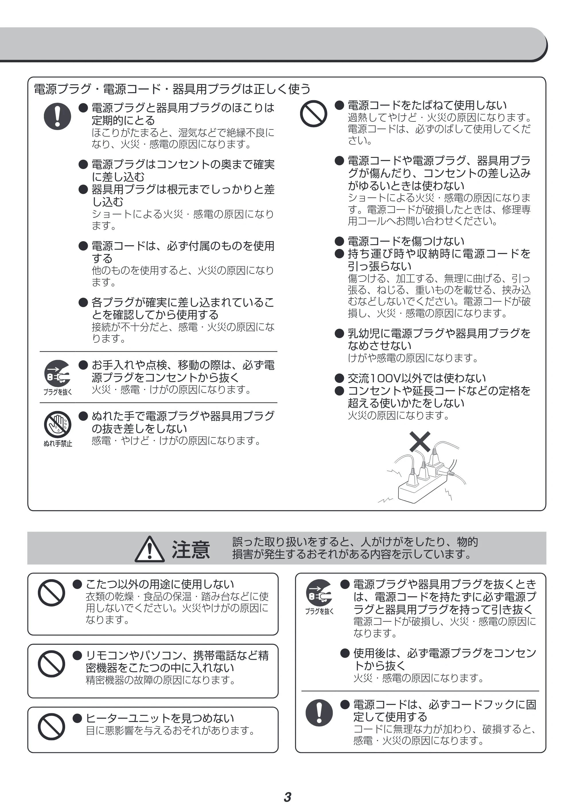 アイリスオーヤマ IKT-OA1050-LBR 取扱説明書 — 原本ページ — 3ページ