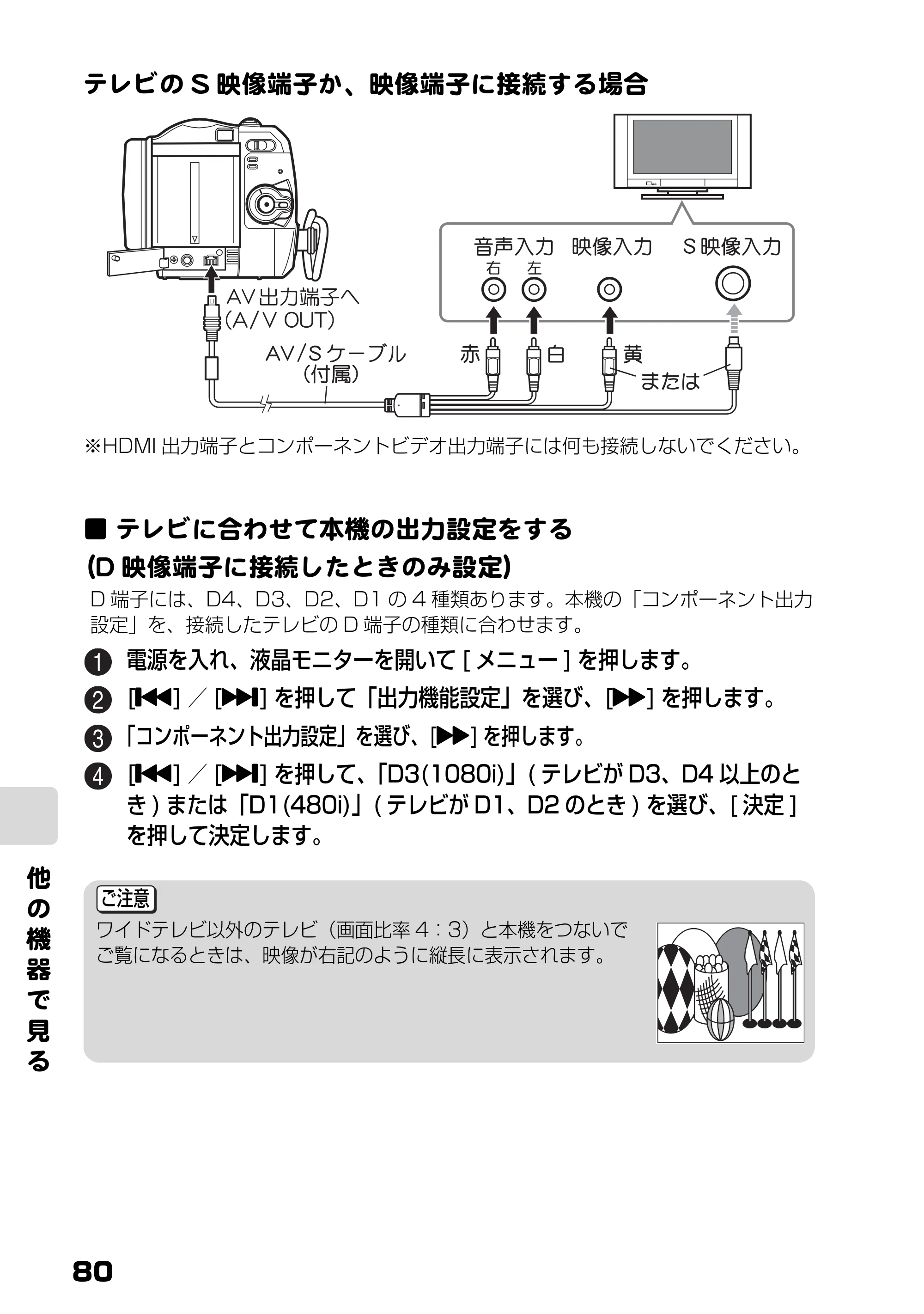 日立 DZ-HD90 取扱説明書 — テレビに合わせて本機の出力設定をする — 原本ページ — 18ページ
