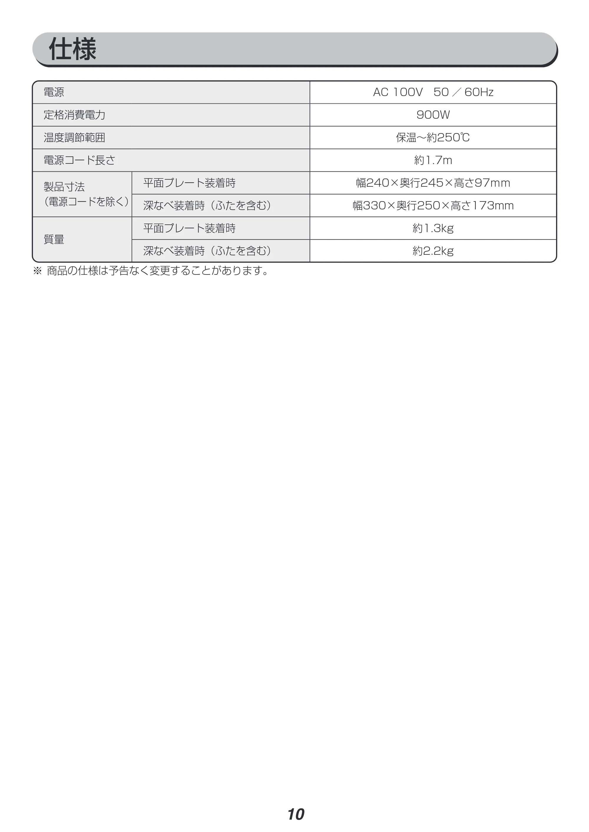 アイリスオーヤマ IGU-P2 取扱説明書 — 原本ページ — 10ページ