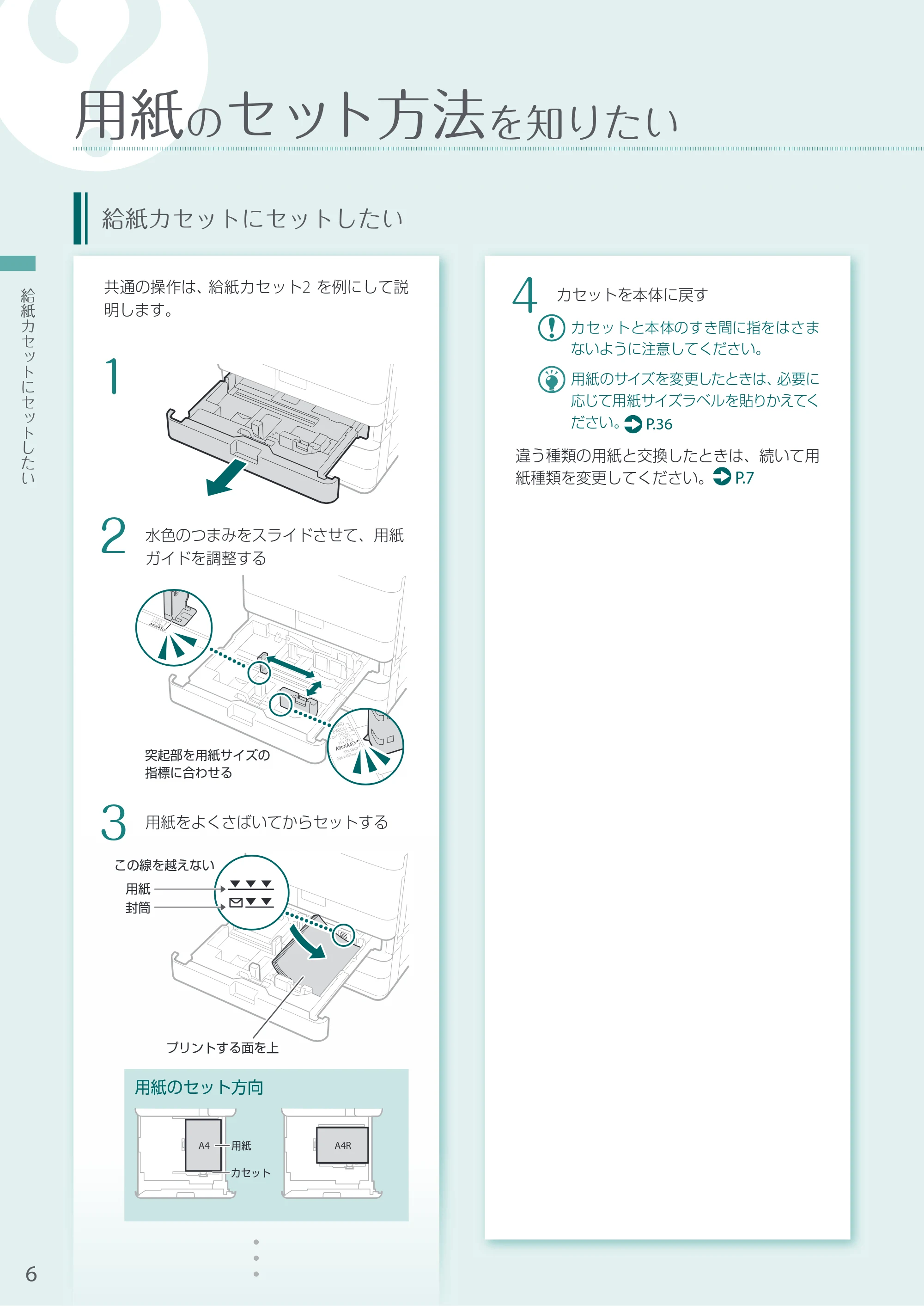 キヤノン A3機用) お困りごと解決ガイド 2020年5月14日更新（PDF：16.9MB） — 用紙のセット方法を知りたい — 原本ページ — 6ページ
