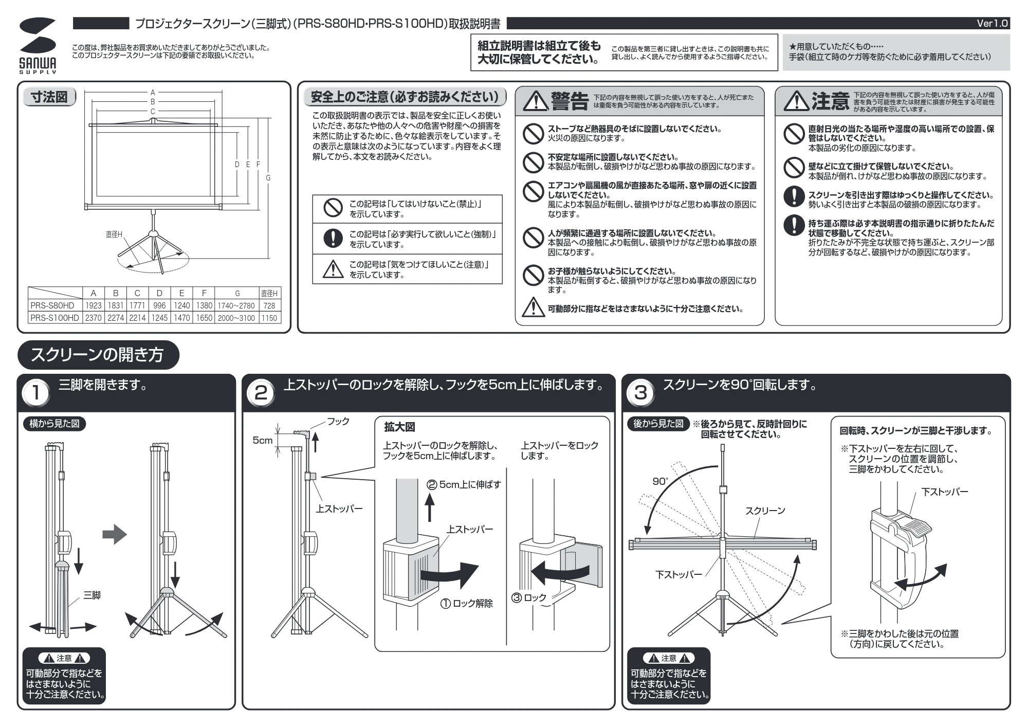 サンワサプライ PRS-S100HD / PRS-S80HD 取扱説明書 — 原本ページ — 1ページ