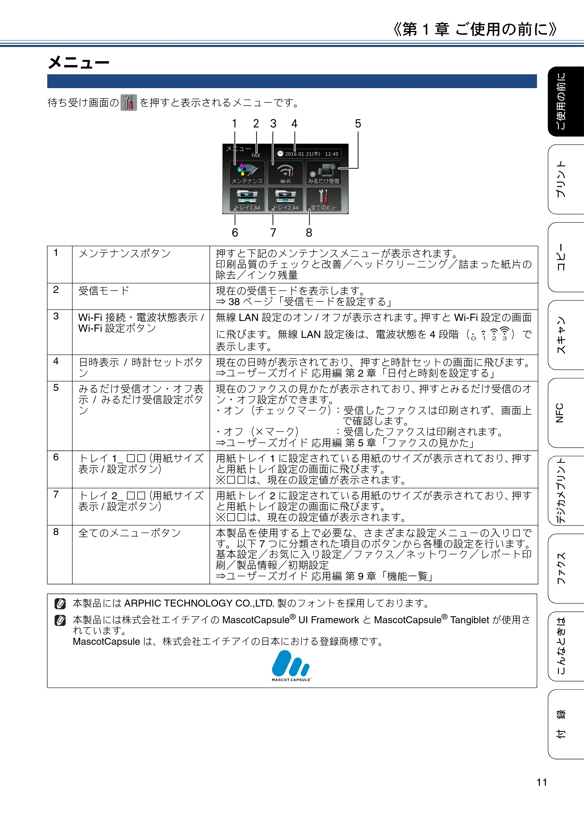 ブラザー MFC-J6973CDW ユーザーズガイド ～基本編～ — メニュー — 原本ページ — 11ページ
