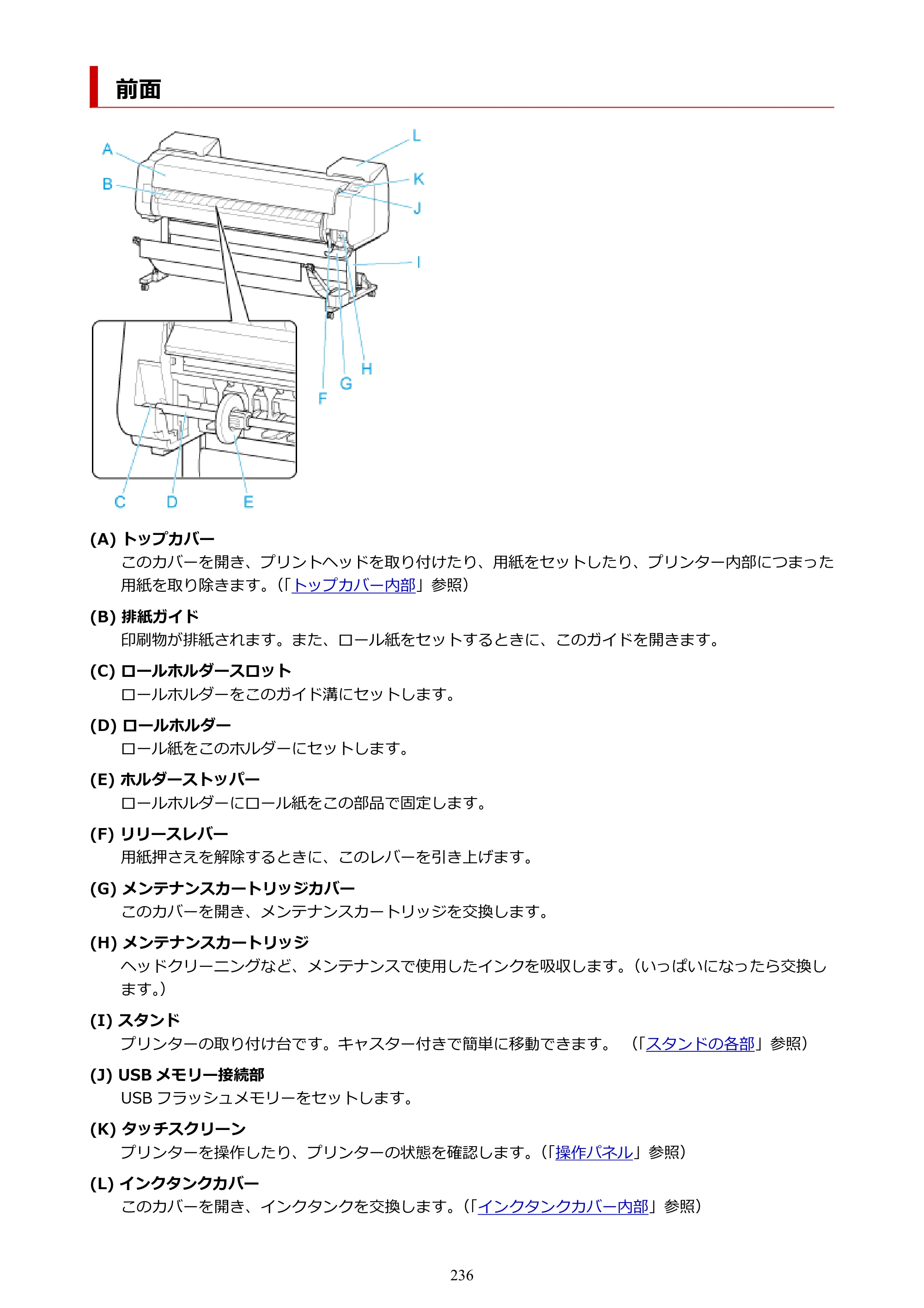 キヤノン PRO-6100S imagePROGRAF PRO-6100S （PDF） 電子マニュアル（Windows版）2023年1月26日更新（PDF：17.6MB） — 前面 — 原本ページ — 236ページ