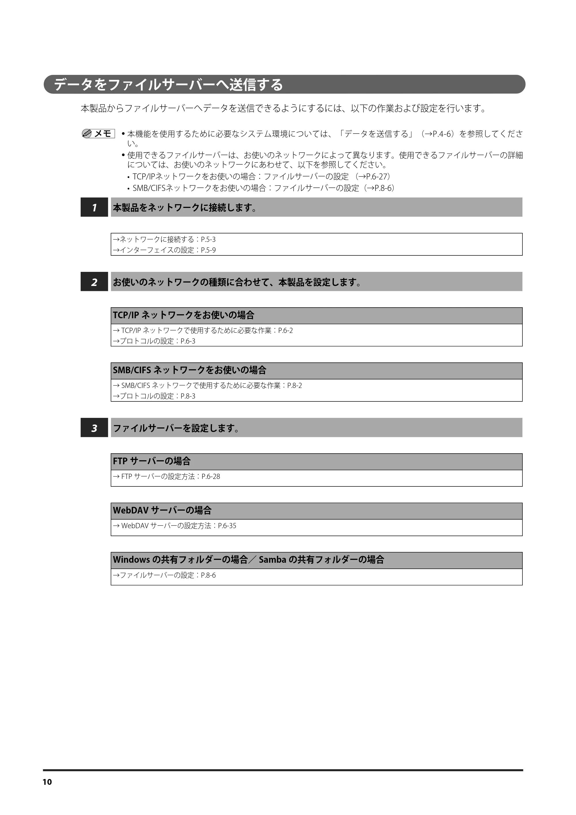 キヤノン imageRUNNER ADVANCE C9075 PRO/C9065 PRO/C7065/C7055 設定の流れ 2010年9月15日更新 (PDF形式/1.19Mバイト) — データをファイルサーバーへ送信する — 原本ページ — 10ページ