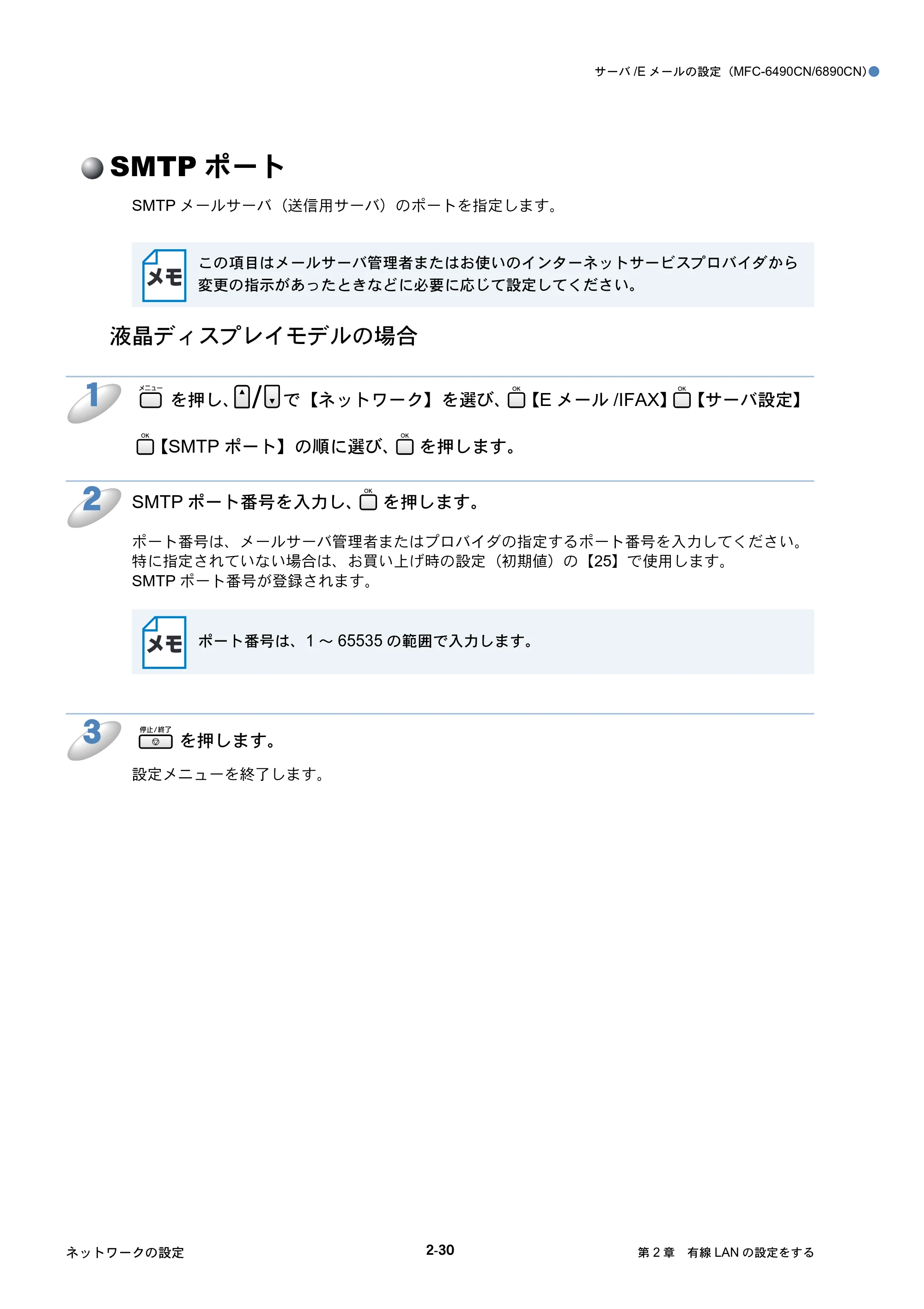 ブラザー DCP-535CN / MFC-490CN / MFC-5890CN ネットワーク取扱説明書 — SMTPポート — 原本ページ — 51ページ