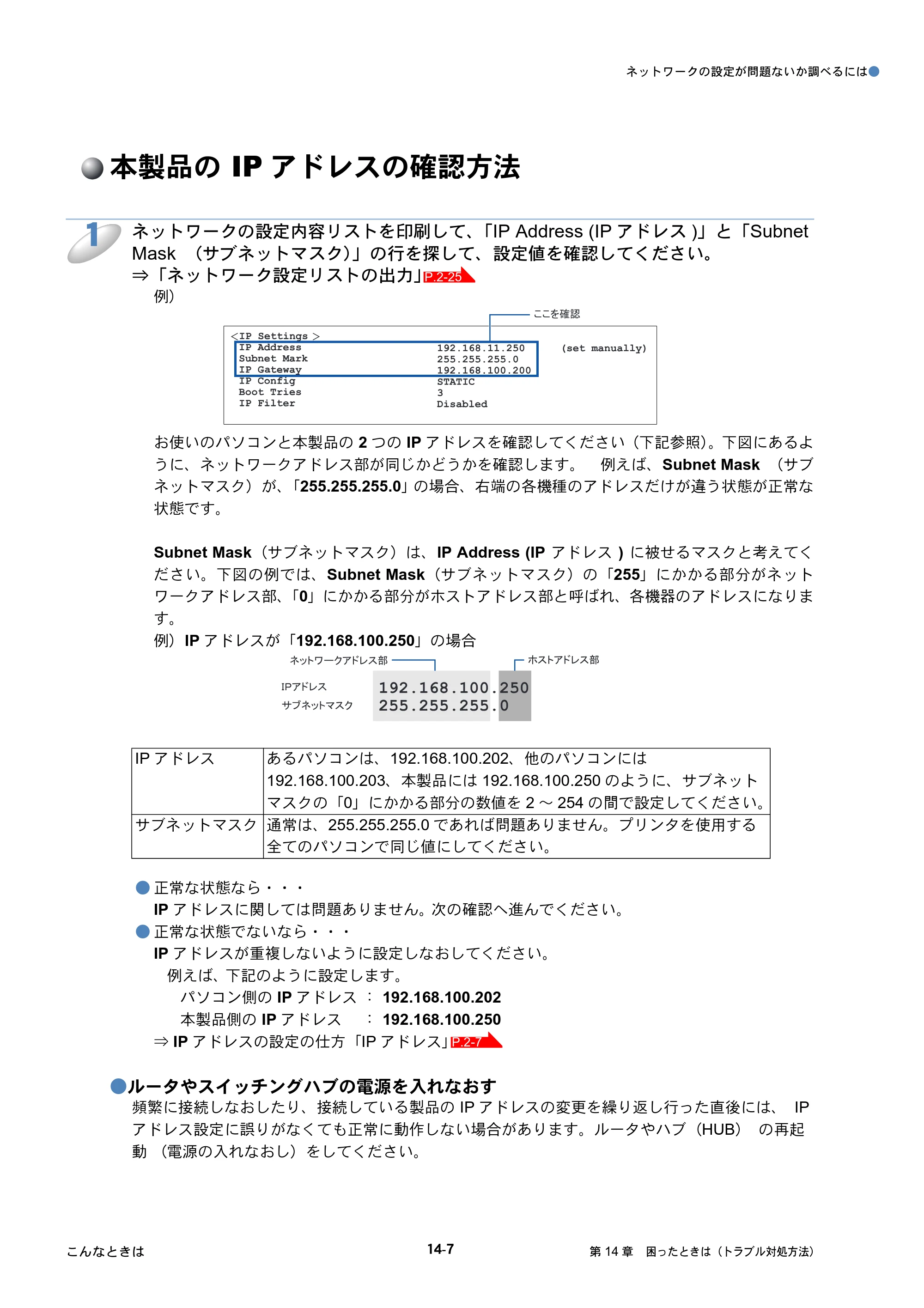 ブラザー DCP-535CN / MFC-490CN / MFC-5890CN ネットワーク取扱説明書 — 本製品の IPアドレスの確認方法 — 原本ページ — 175ページ