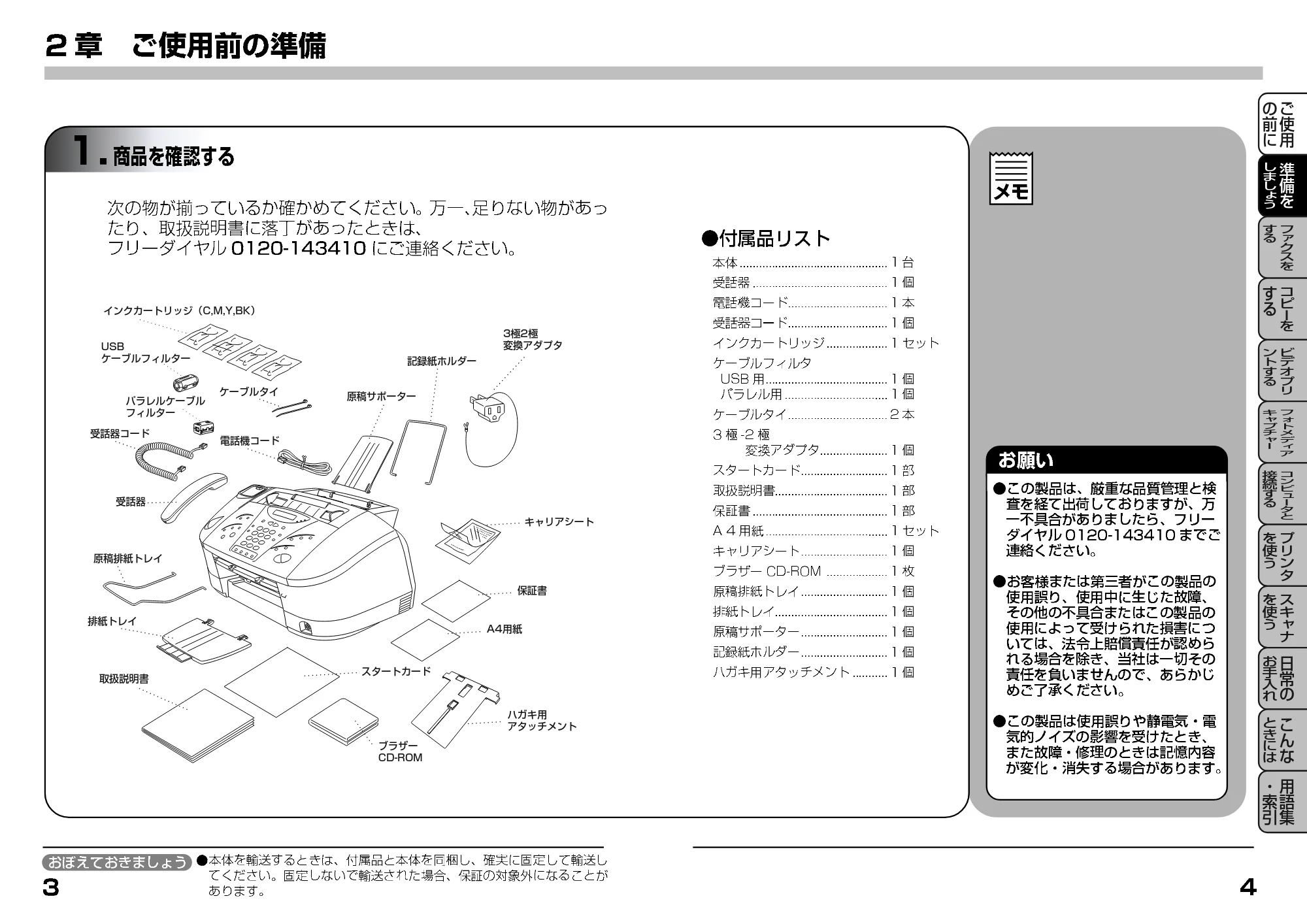 ブラザー MFC-7400J 取扱説明書(本体) — 2章 ご使用前の準備 — 原本ページ — 22ページ