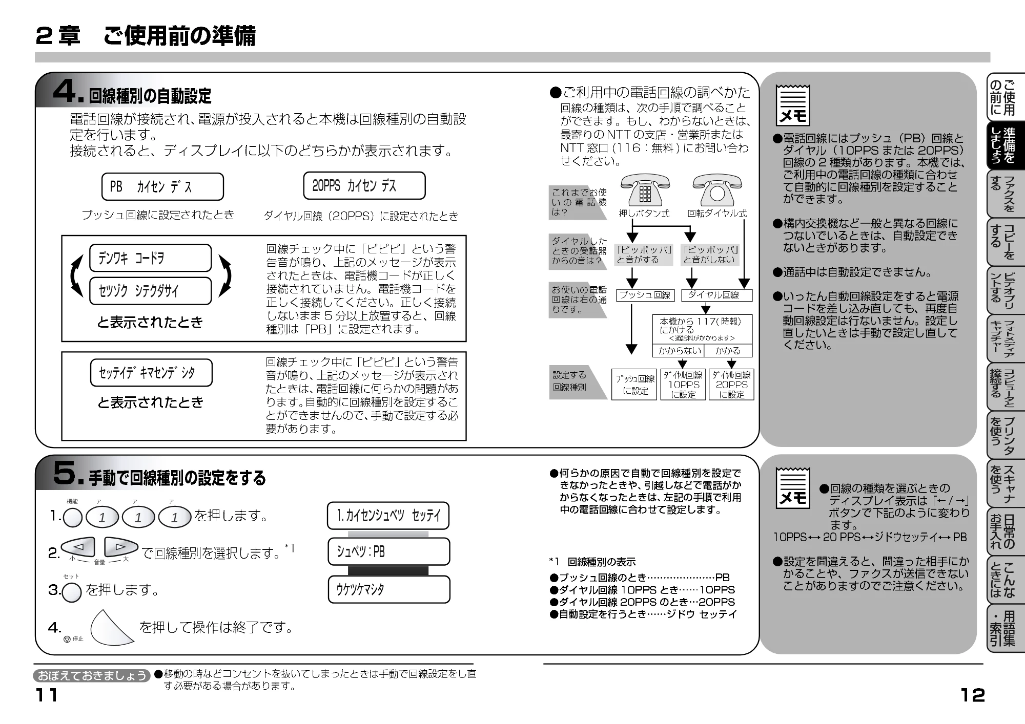 ブラザー MFC-7400J 取扱説明書(本体) — 4.回線種別の自動設定 — 原本ページ — 26ページ