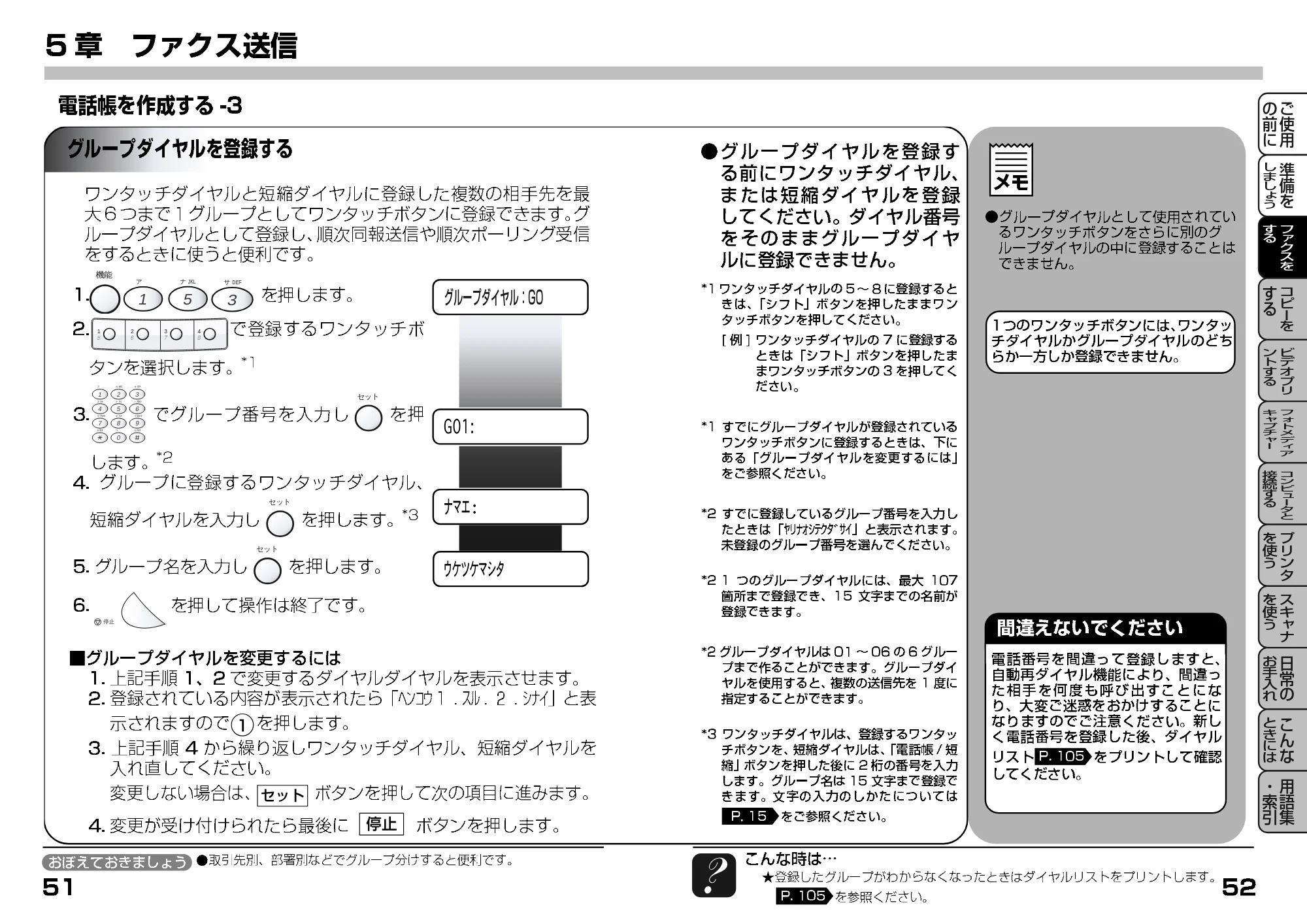 ブラザー MFC-7400J 取扱説明書（本体） — グループダイヤルを登録する — 原本ページ — 48ページ