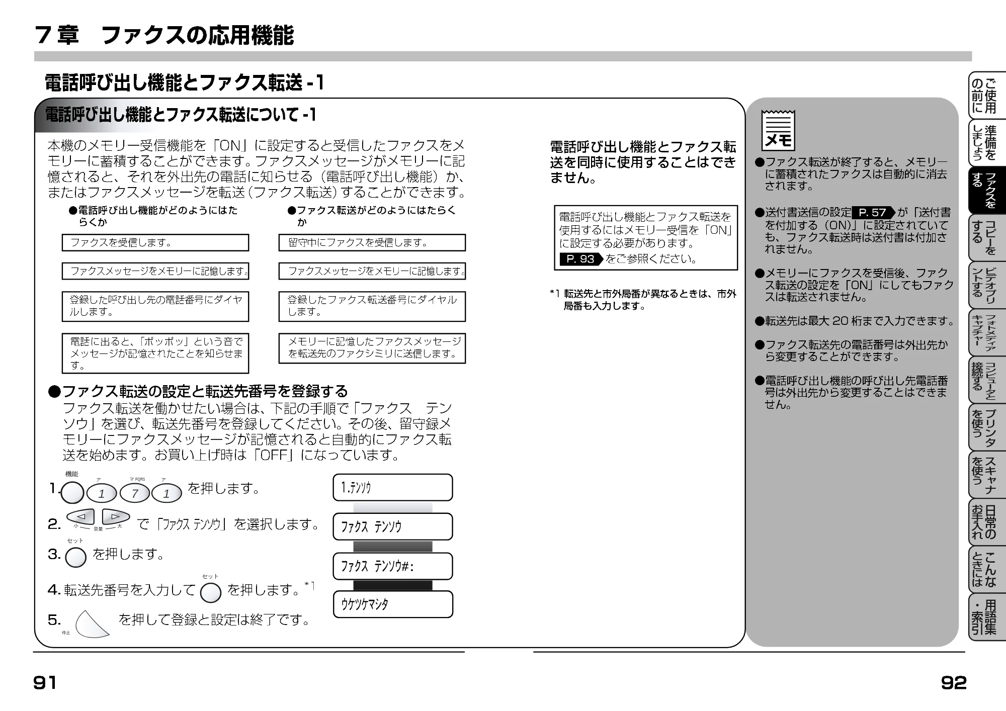 ブラザー MFC-7400J 取扱説明書（本体） — 電話呼び出し機能とファクス転送 — 原本ページ — 68ページ