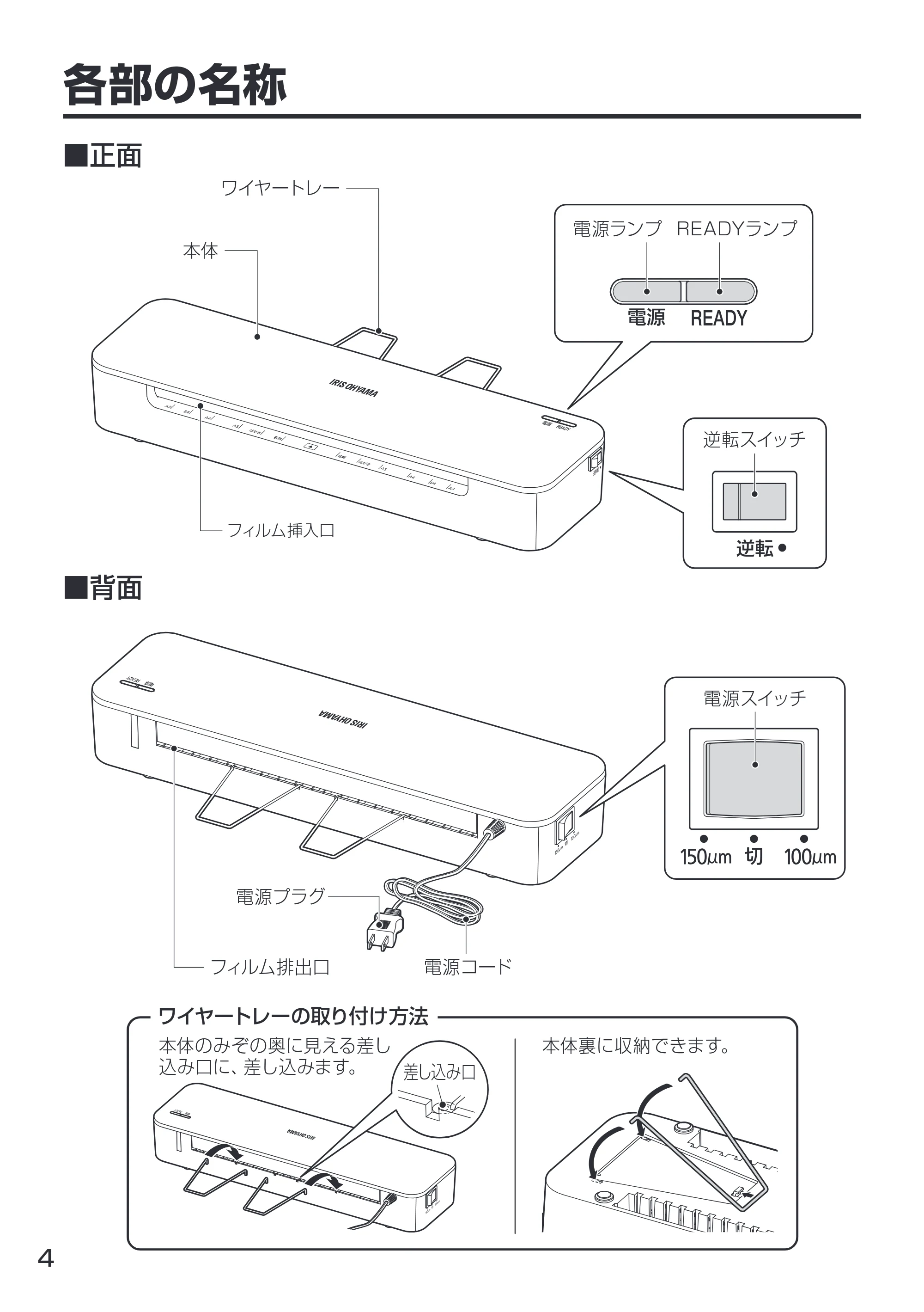 アイリスオーヤマ HSL-A34 取扱説明書 — 原本ページ — 4ページ
