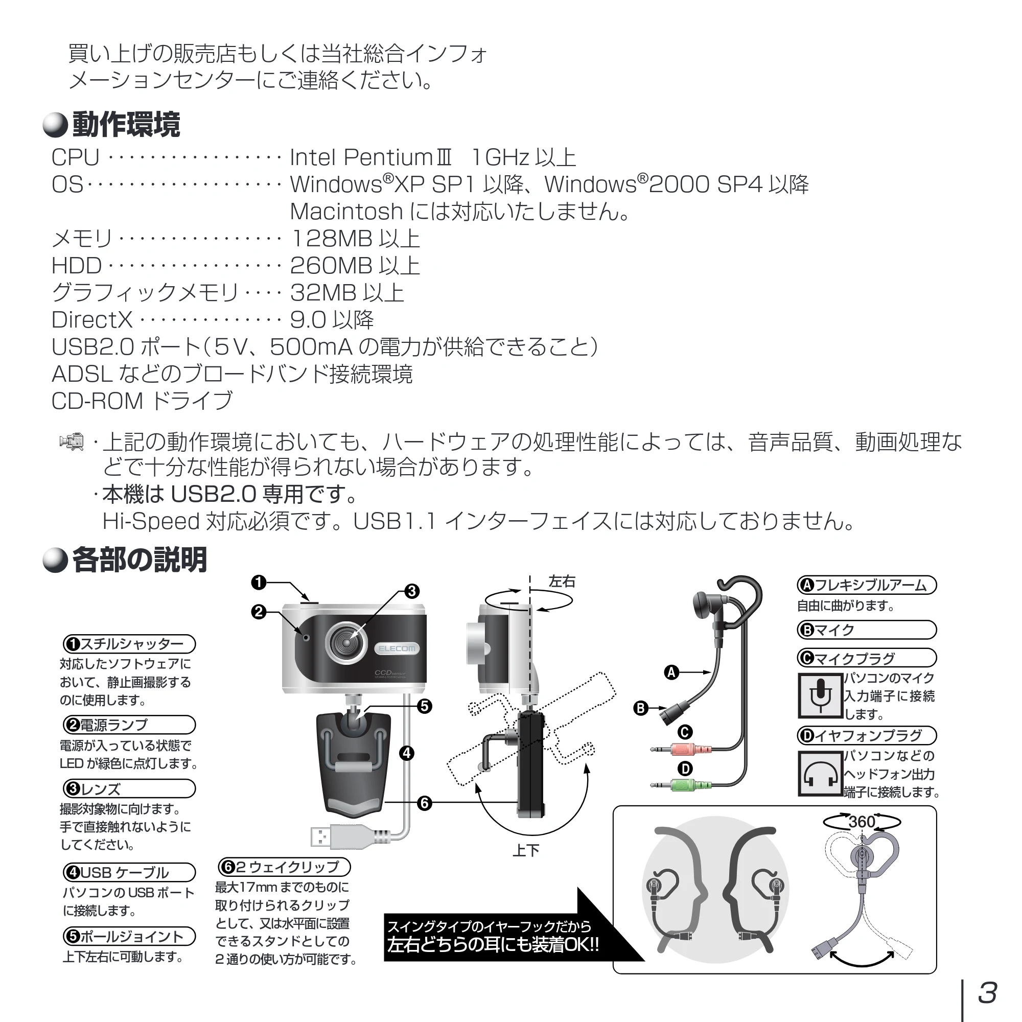 エレコム UCAM-L1D30MNSV インストールマニュアル — 原本ページ — 3ページ