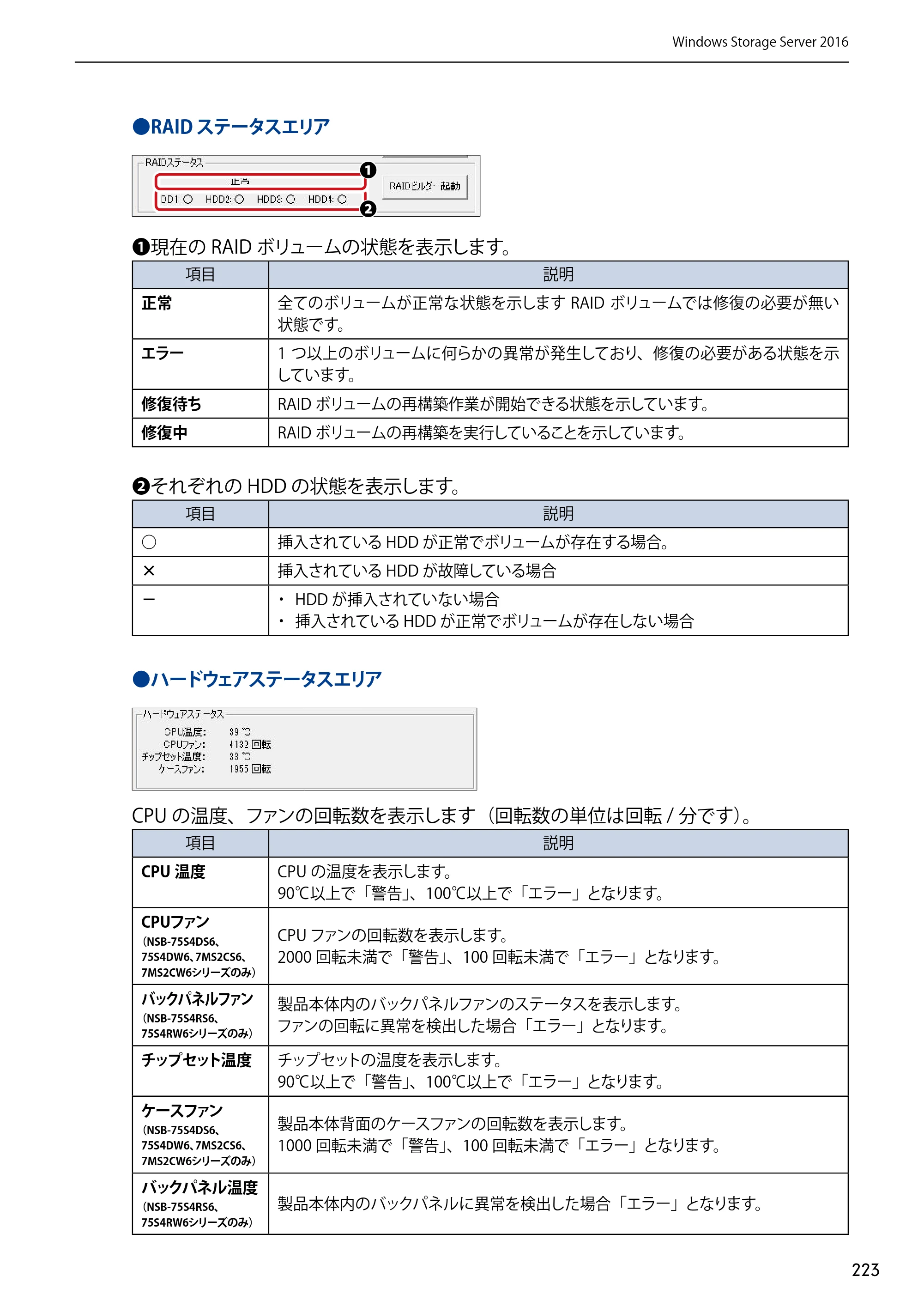 エレコム NSB-75S12T4DW65 / NSB-75S12T4RW65 / NSB-75S16T4DW65 03.NASツール ソフトウェアマニュアル(Ver.7.00～)【第7版】 — 原本ページ — 223ページ