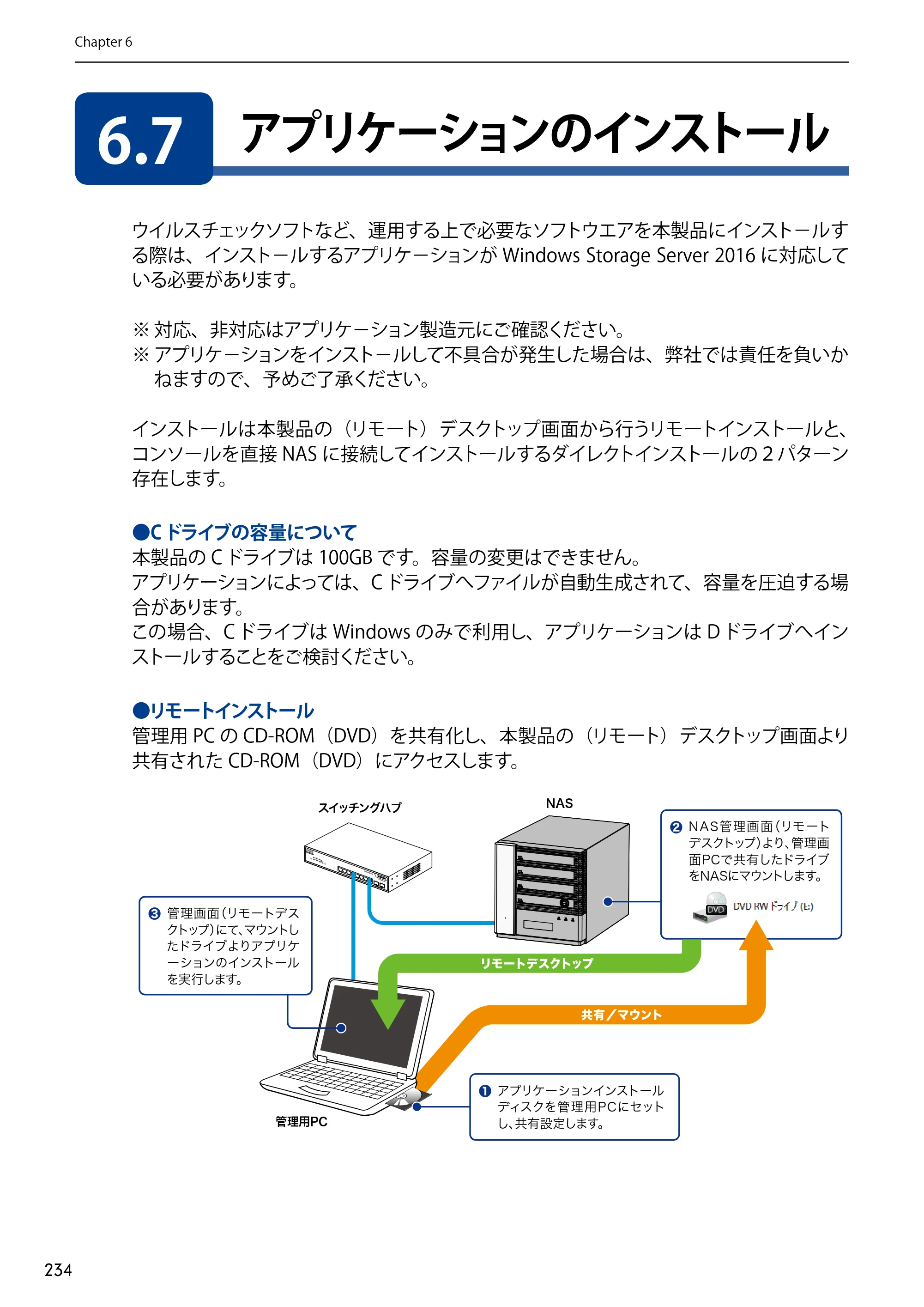 エレコム NSB-75S12T4DW65 / NSB-75S12T4RW65 / NSB-75S16T4DW65 03.NASツール ソフトウェアマニュアル(Ver.7.00～)【第7版】 — 6.7 アプリケーションのインストール — 原本ページ — 234ページ