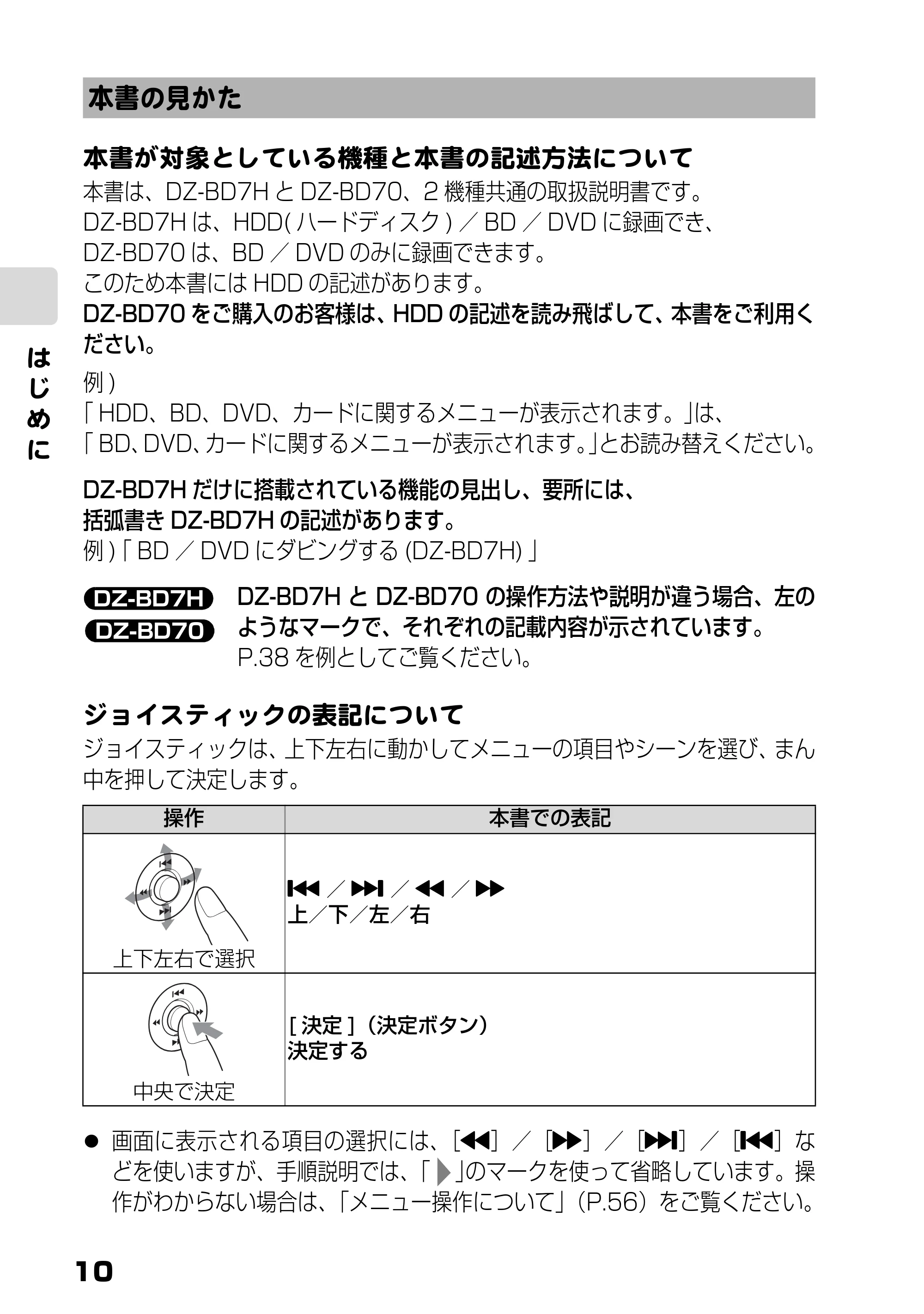 日立 DZ-BD7H / DZ-BD70 取扱説明書 — 本書の見かた — 原本ページ — 10ページ