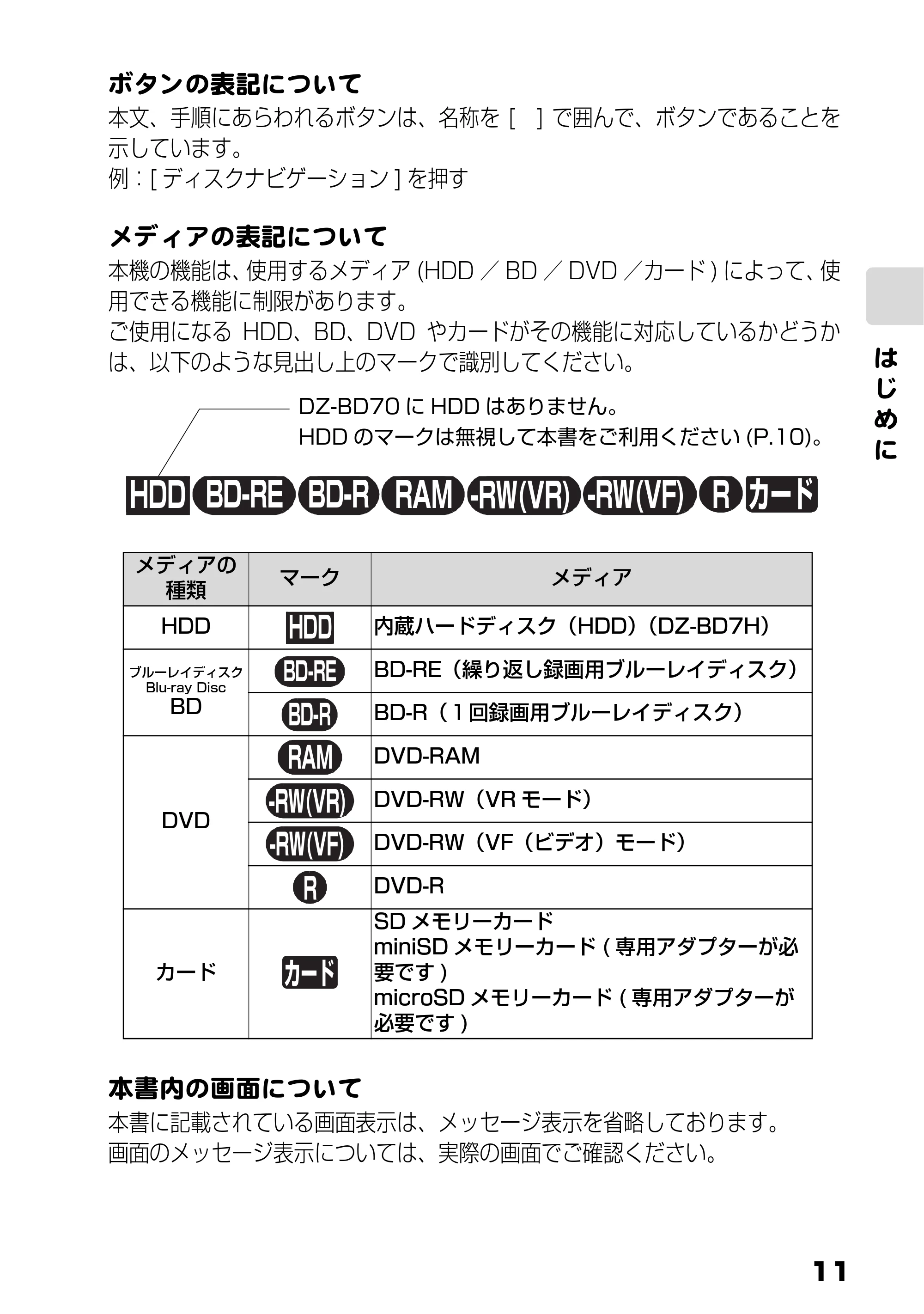 日立 DZ-BD7H / DZ-BD70 取扱説明書 — 原本ページ — 11ページ