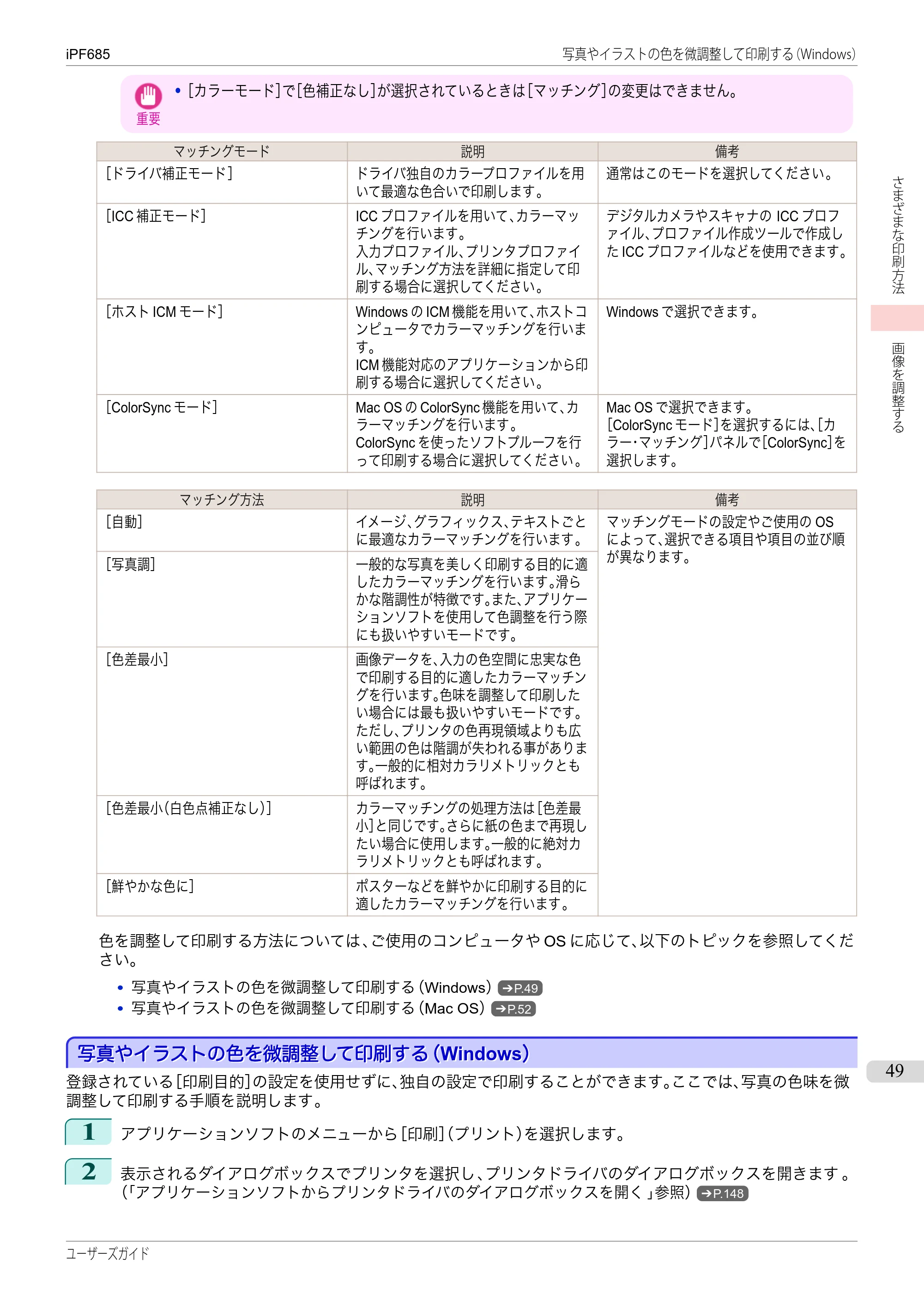 キヤノン iPF680/685/780/785 iPF685 ユーザーズマニュアル（PDF：42.5MB） — 原本ページ — 49ページ