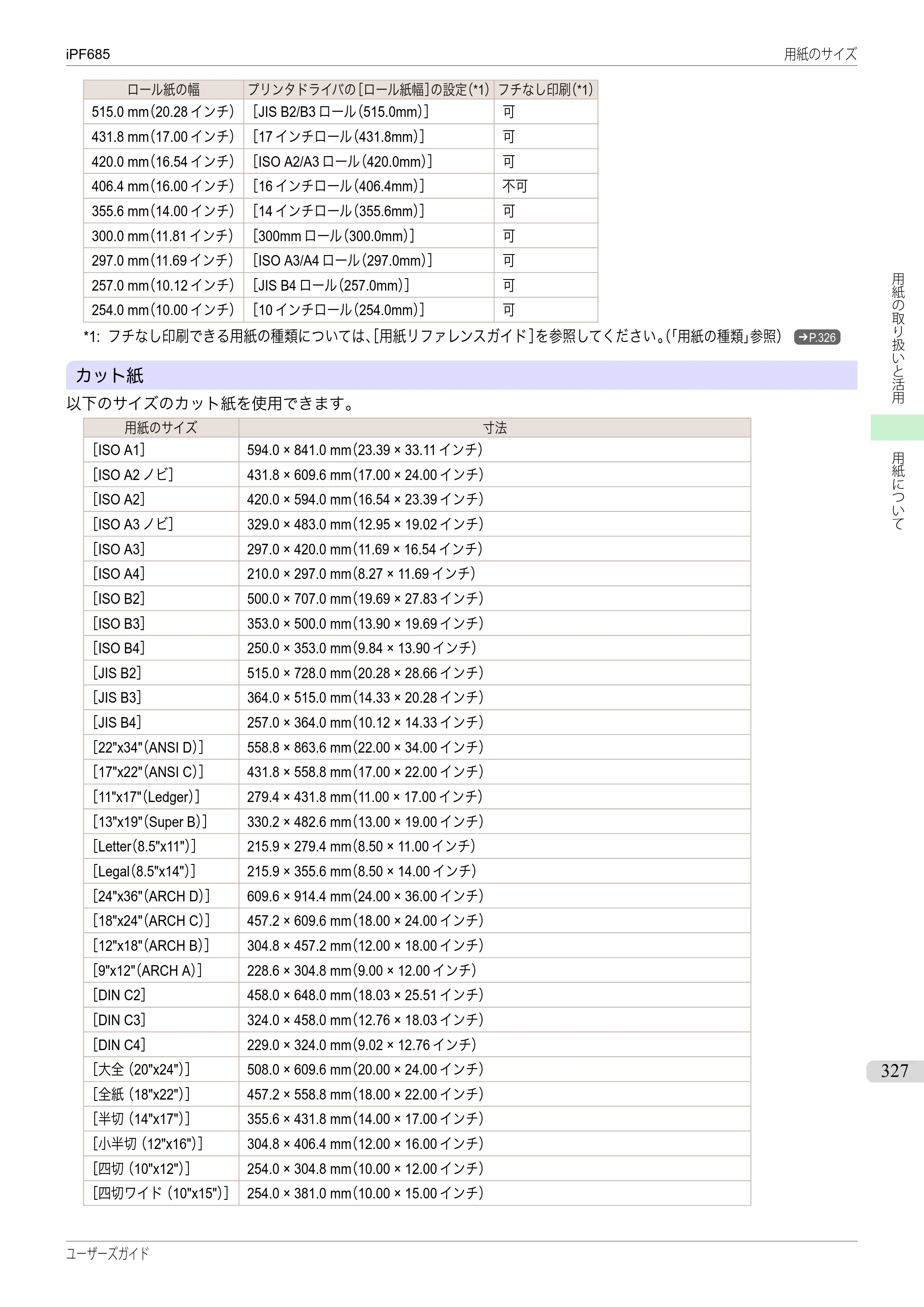キヤノン iPF680/685/780/785 iPF685 ユーザーズマニュアル（PDF：42.5MB） — 原本ページ — 327ページ