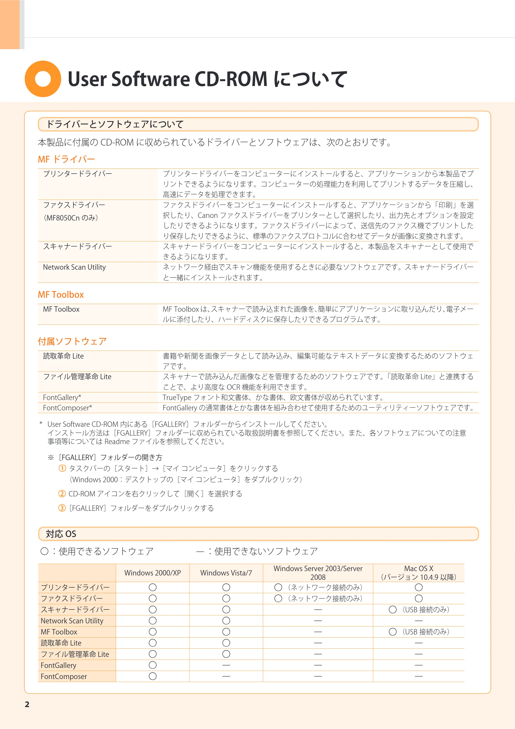 キヤノン MF8050Cn/MF8030Cn スタートアップガイド 2011年10月19日更新（PDF：5.57MB） — 原本ページ — 4ページ