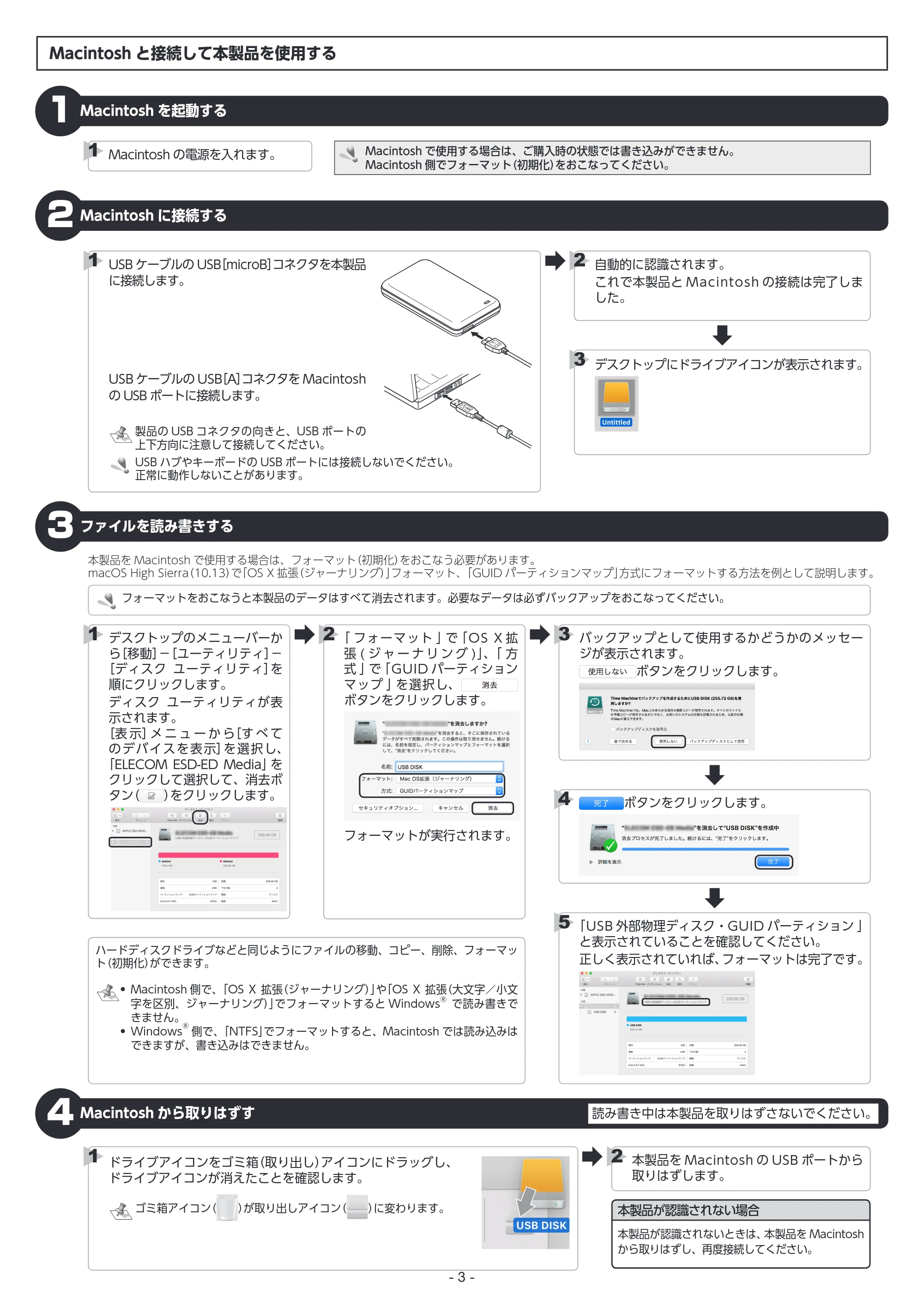 エレコム ESD-ED0120GBK / ESD-ED0120GRD / ESD-ED0120GWH 使用マニュアル — 原本ページ — 3ページ