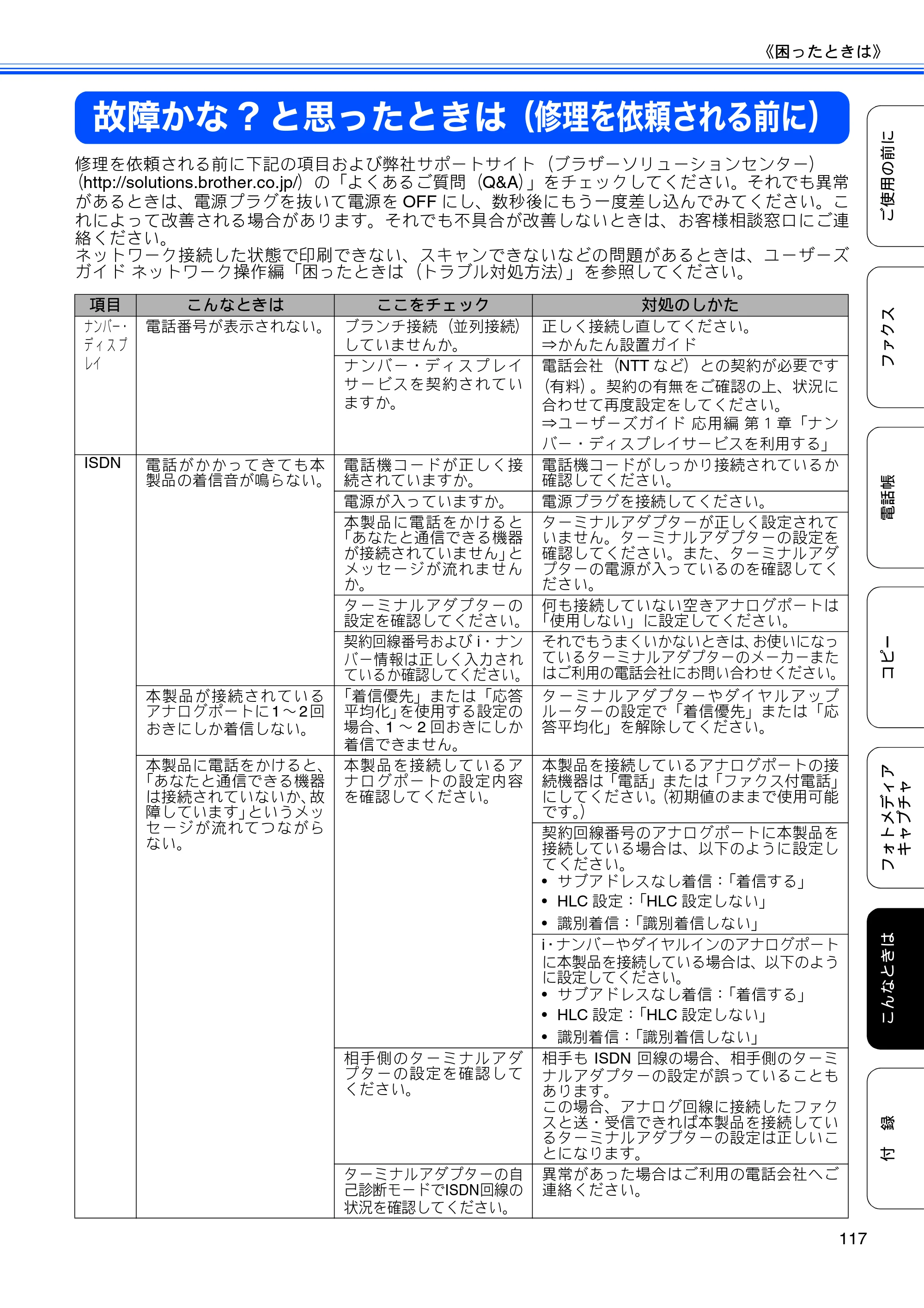 ブラザー MFC-J6510DW / MFC-J6710CDW ユーザーズガイド ～基本編～ — 故障かな?と思ったときは（修理を依頼される前に） — 原本ページ — 119ページ