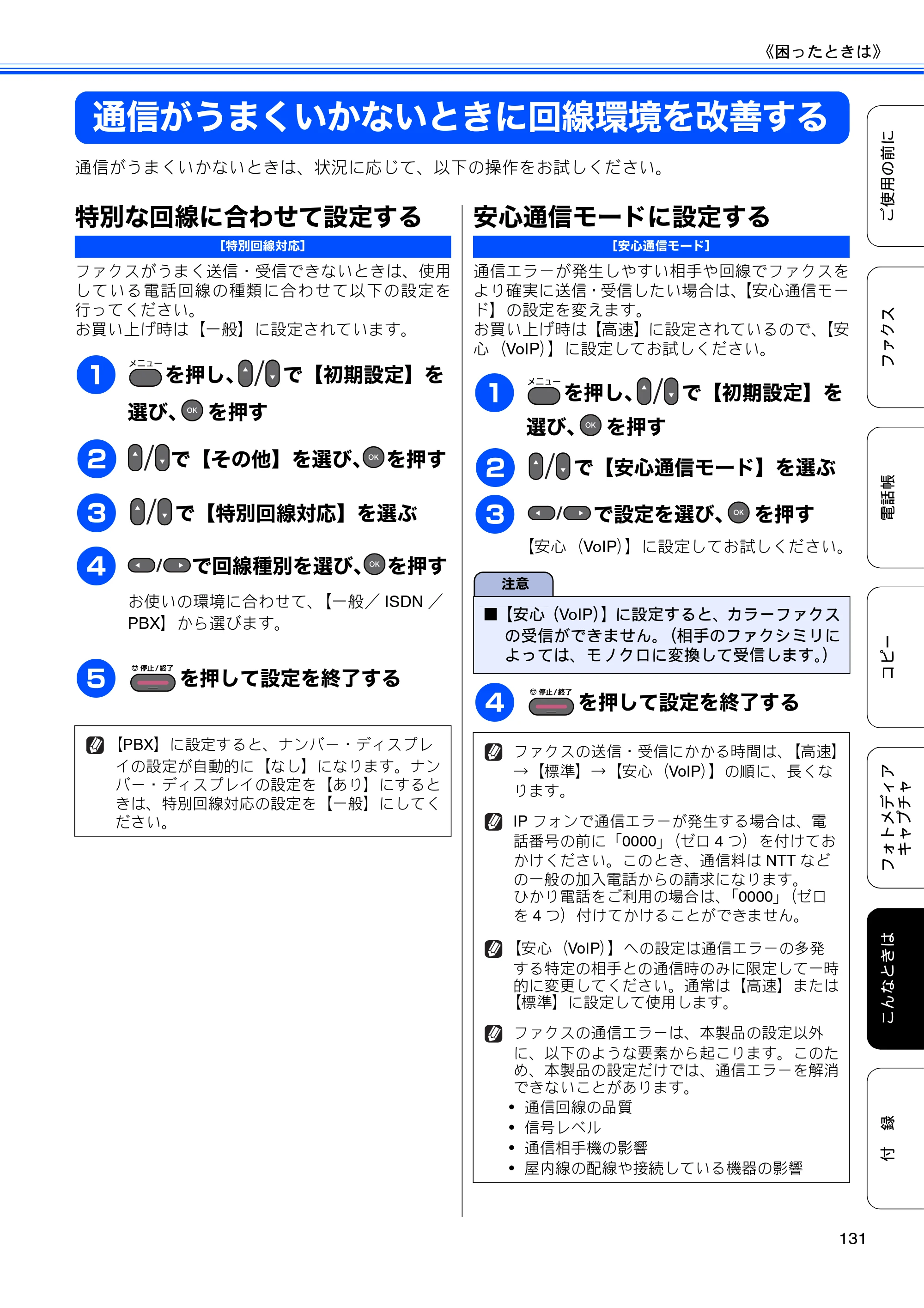 ブラザー MFC-J6510DW / MFC-J6710CDW ユーザーズガイド ～基本編～ — 通信がうまくいかないときに回線環境を改善する — 原本ページ — 133ページ
