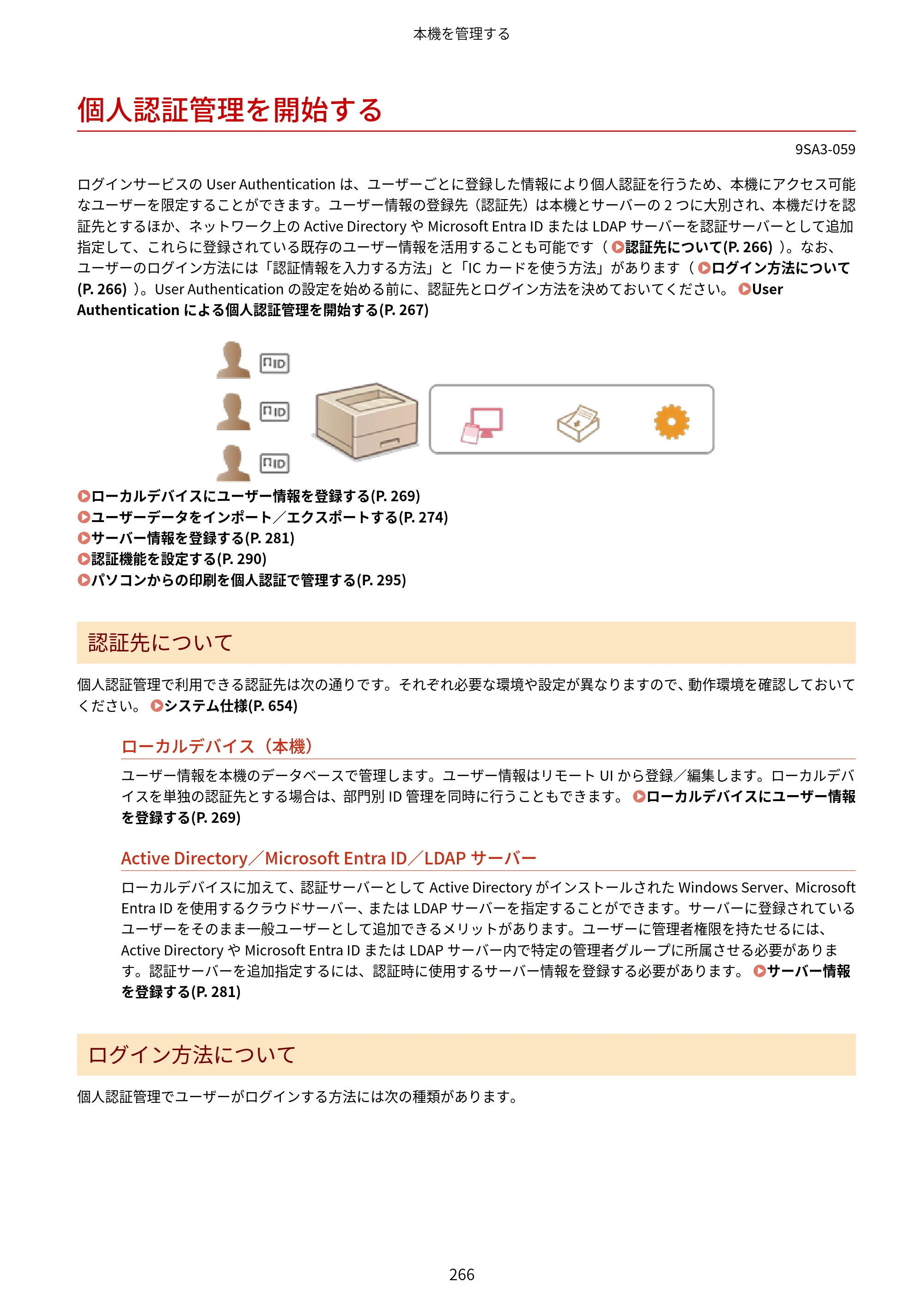 キヤノン LBP732Ci ユーザーズガイド 2026年6月25日更新（PDF：8.47MB） — 個人認証管理を開始する — 原本ページ — 274ページ