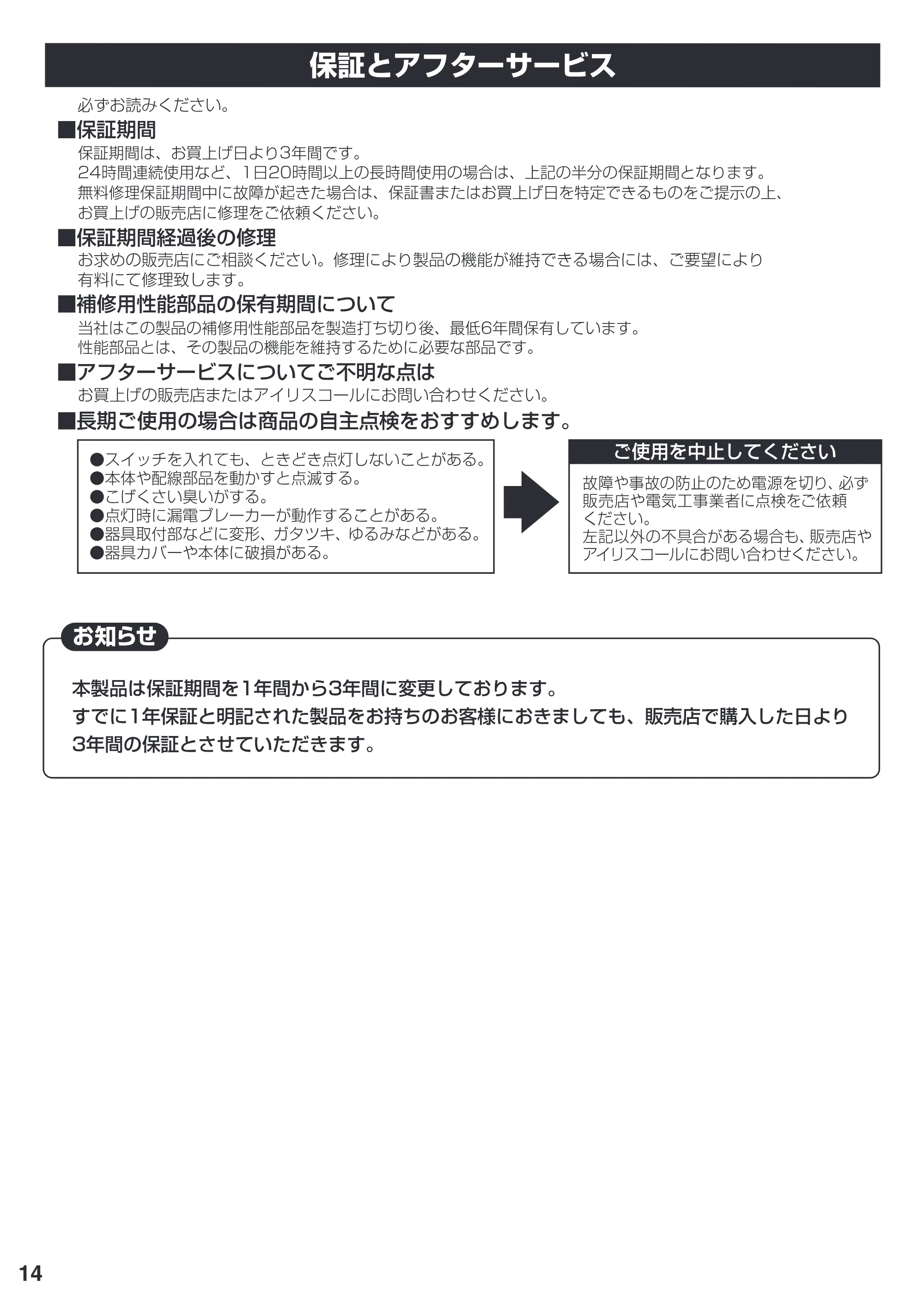 アイリスオーヤマ CL12N-PH 取扱説明書 — 原本ページ — 14ページ