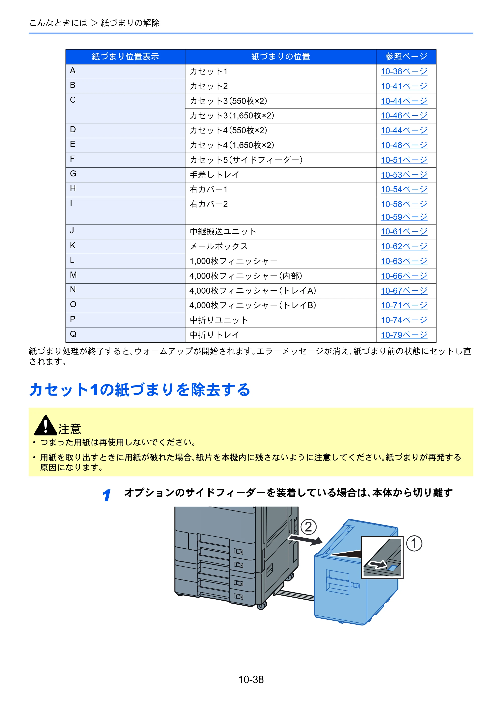 京セラ ECOSYS P8060cdn ECOSYS P8060cdn 使用説明書 — カセット1の紙づまりを除去する — 原本ページ — 345ページ