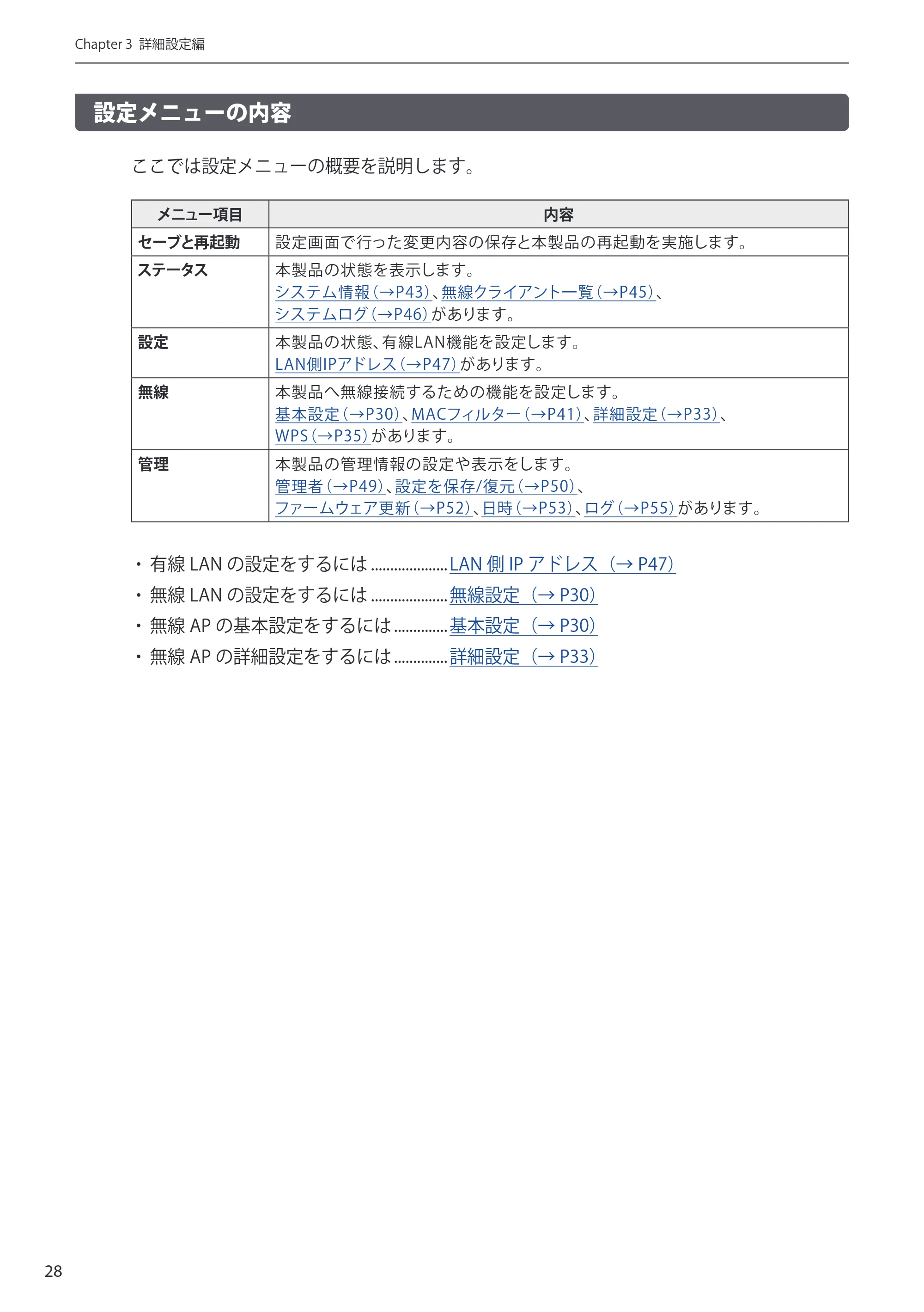 エレコム WAB-S300IW-PD / WAB-S733IW-PD 1-2.ユーザーズ・マニュアル ( F/W Ver.1.0.3 のお客様 ) — 原本ページ — 28ページ