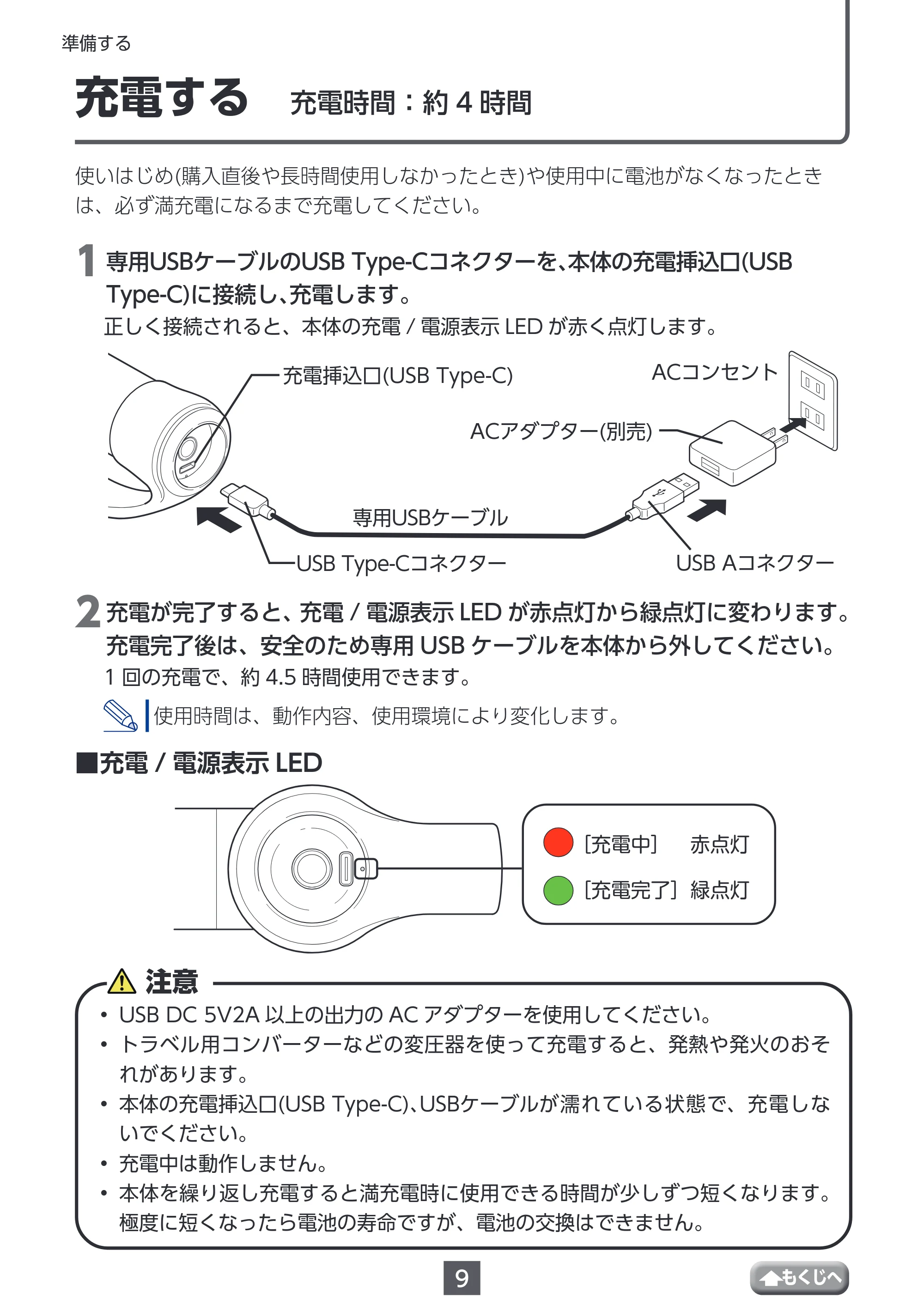 エレコム HCR-GN01XBE / HCR-GN01XGR 取扱説明書 — 準備する — 原本ページ — 9ページ