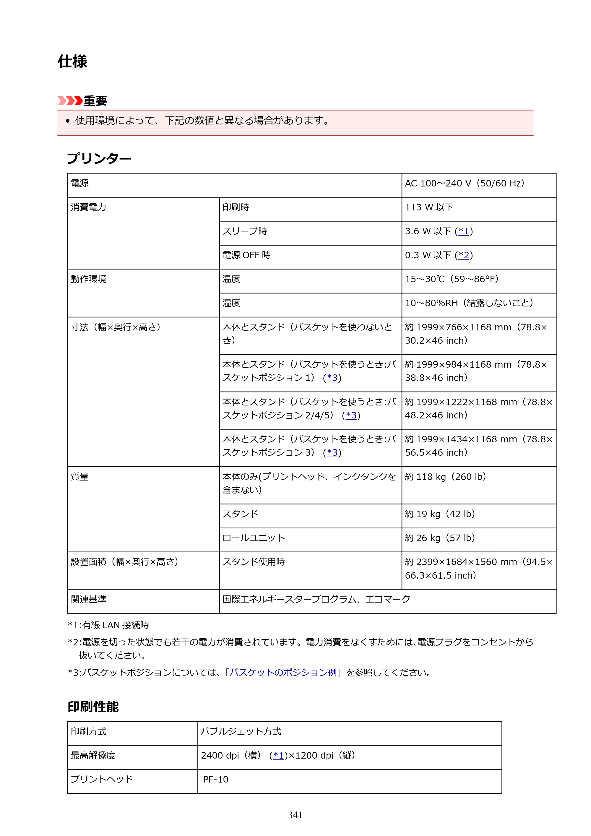 キヤノン PRO-6000S imagePROGRAF PRO-6000S （PDF） 電子マニュアル （Mac版） 2021年7月1日掲載（PDF：13.3MB） — 仕様 — 原本ページ — 341ページ