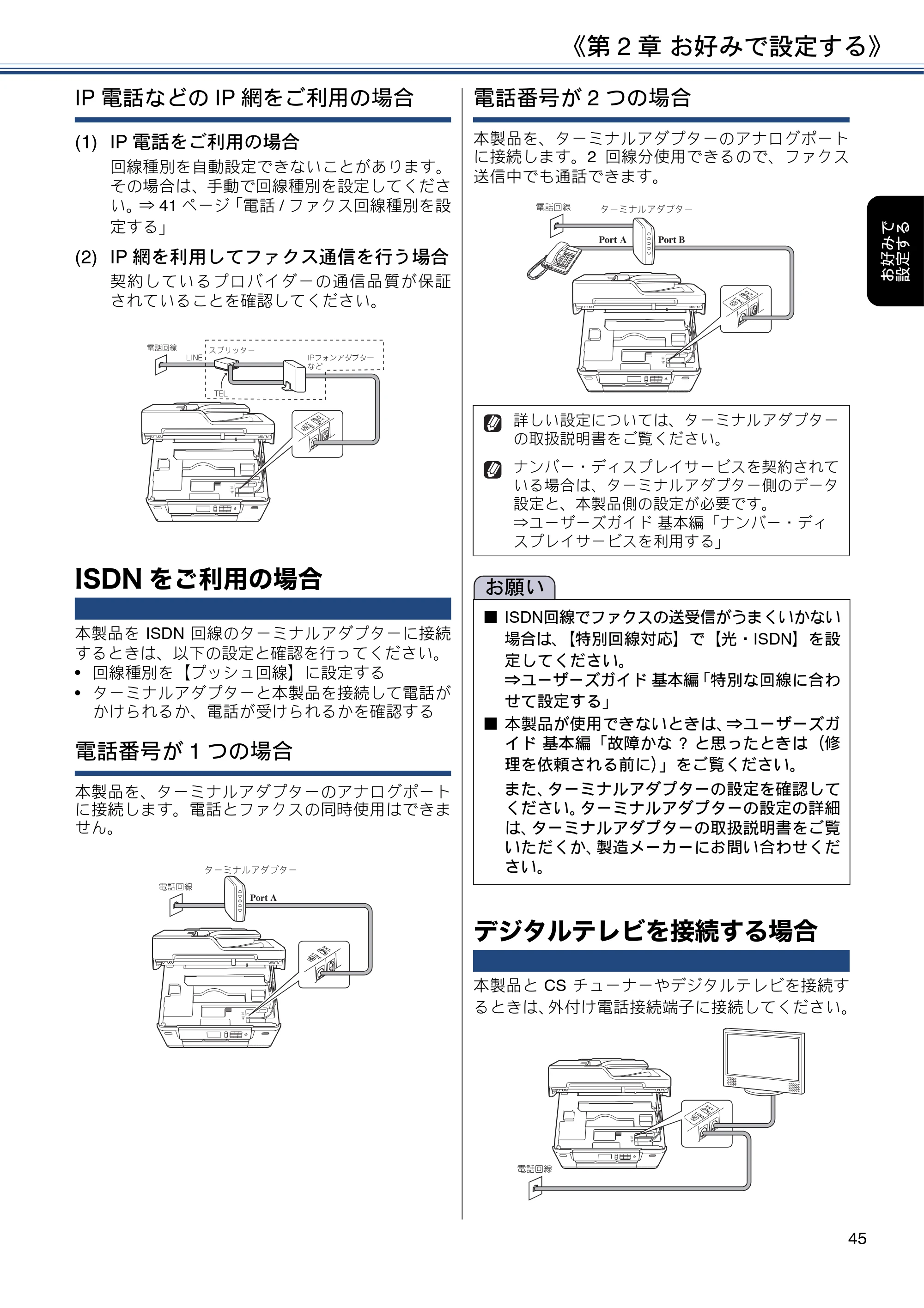 ブラザー MFC-J6980CDW / MFC-J6995CDW ユーザーズガイド ～応用編～ — ISDNをご利用の場合 — 原本ページ — 45ページ