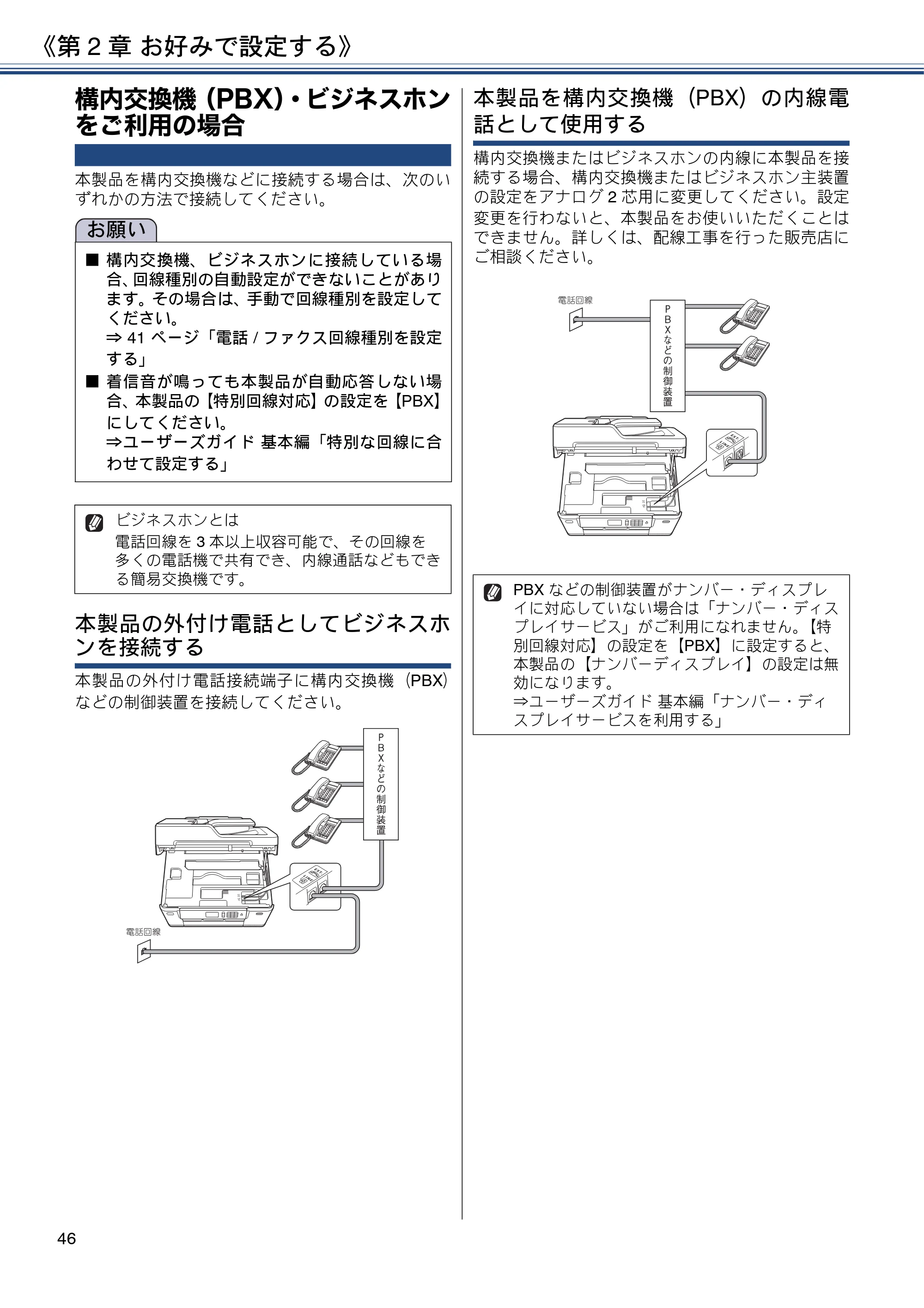 ブラザー MFC-J6980CDW / MFC-J6995CDW ユーザーズガイド ～応用編～ — 構内交換機（PBX）・ビジネスホンをご利用の場合 — 原本ページ — 46ページ