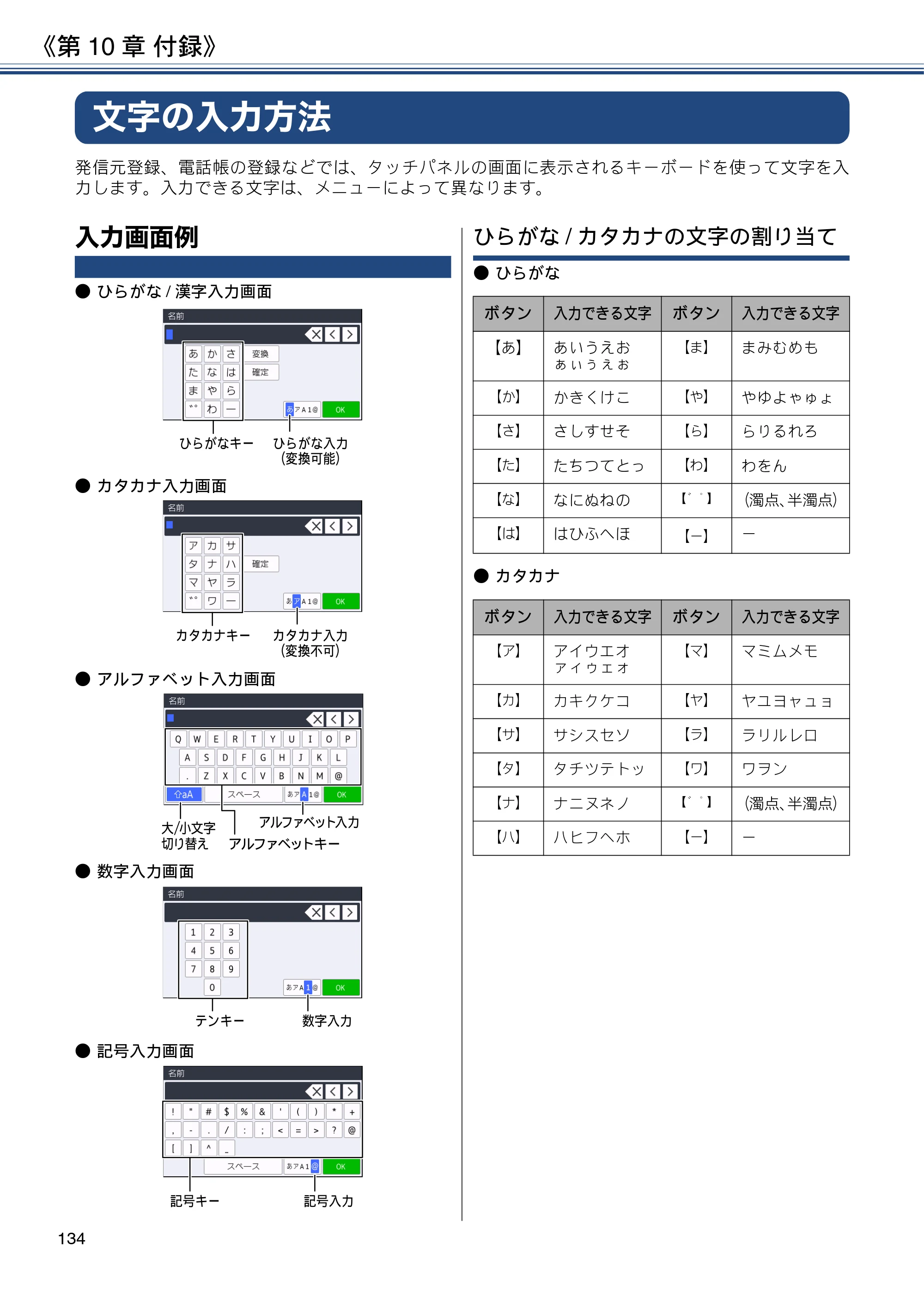 ブラザー MFC-J6980CDW / MFC-J6995CDW ユーザーズガイド ～応用編～ — 文字の入力方法 — 原本ページ — 134ページ