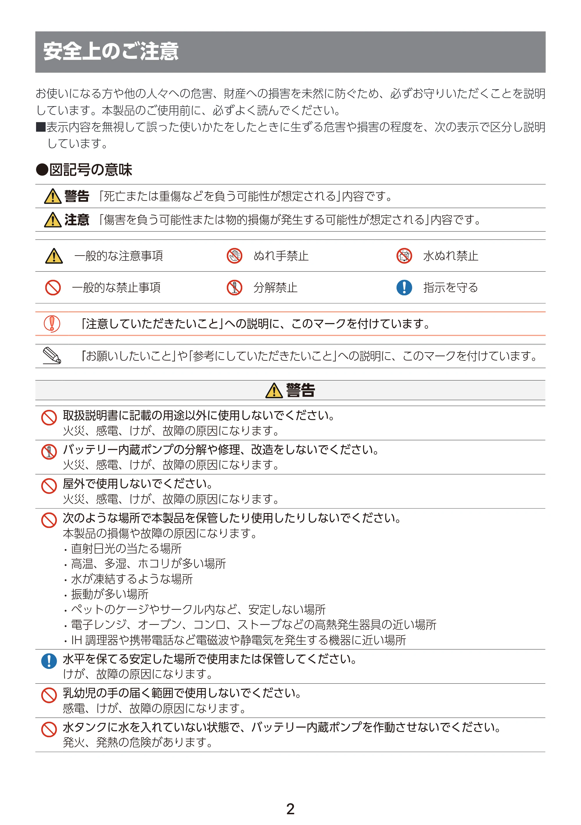 エレコム PET-WD03WH 取扱説明書 — 安全上のご注意 — 原本ページ — 3ページ